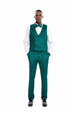 Tazio Skinny Polka-Dot Suit, Dark Turquoise - Julinie