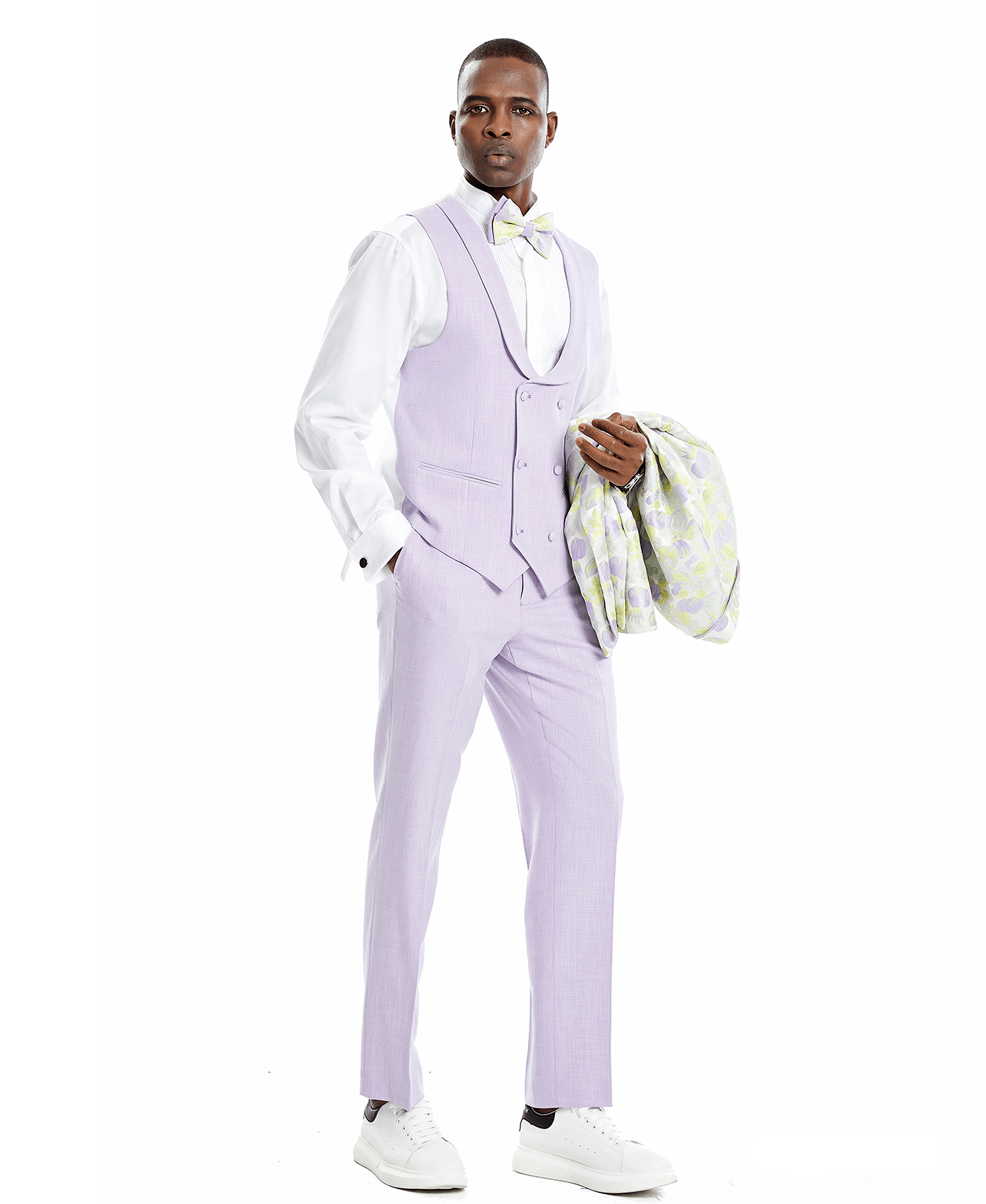 Tazio Skinny Fit Floral Suit, Floral Green & Purple - Julinie