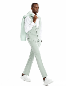 Tazio Skinny Fit Honeycomb Texture Suit, Mint - Julinie