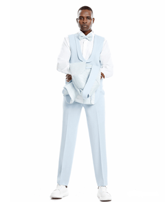Tazio Skinny Fit Honeycomb Textured Suit, Sky Blue - Julinie
