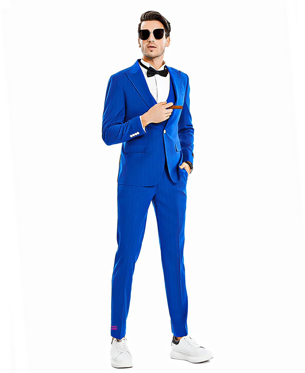 Tazio Skinny Fit Pinstriped Suit, Royal Blue
