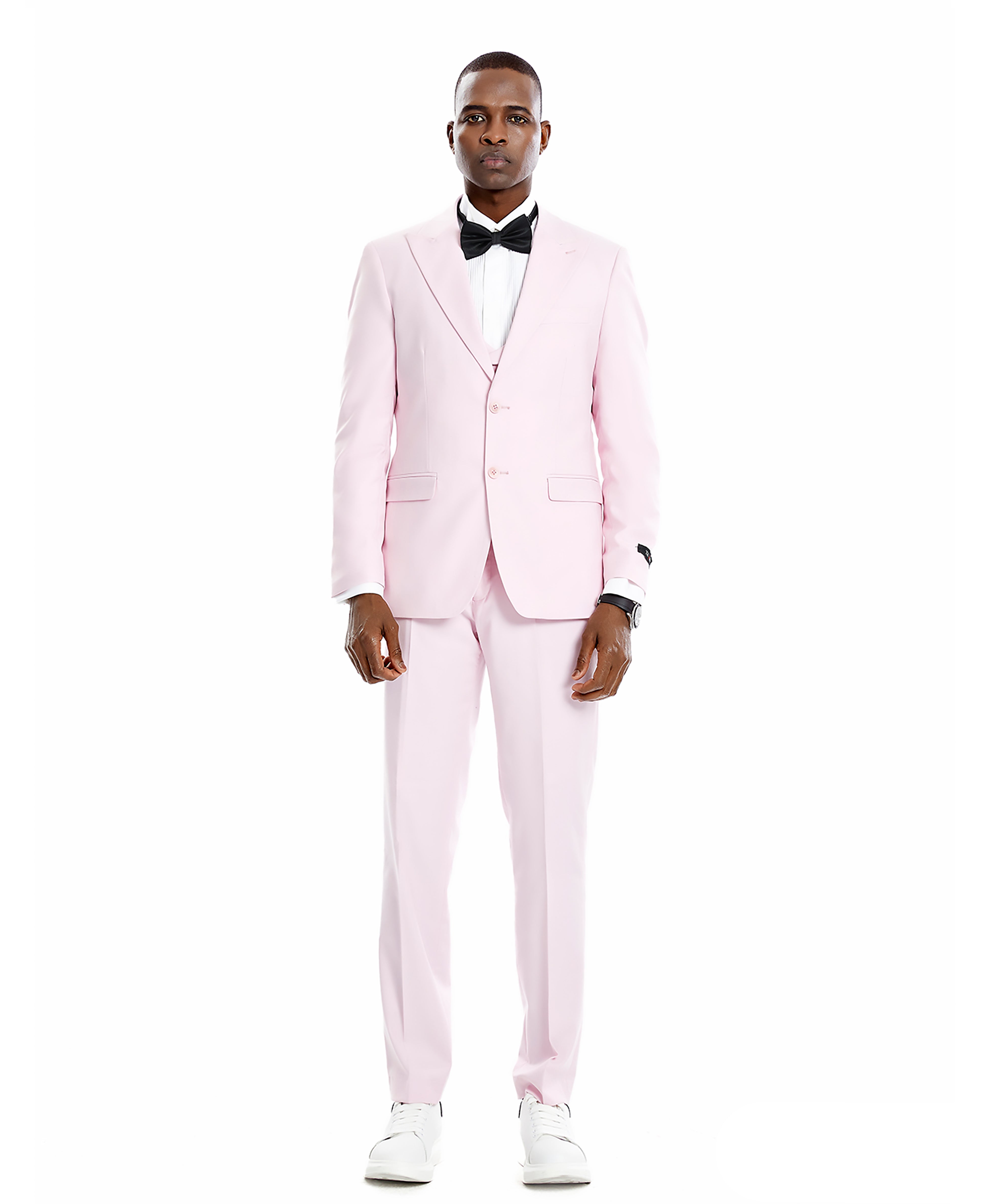 Tazio Peak Lapel Skinny Suit, Pink
