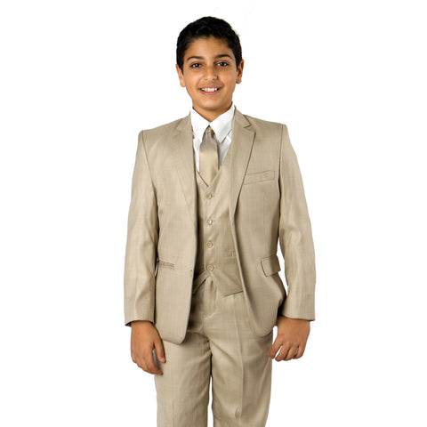 Tazio Formal Beige Suit For Boys, Husky