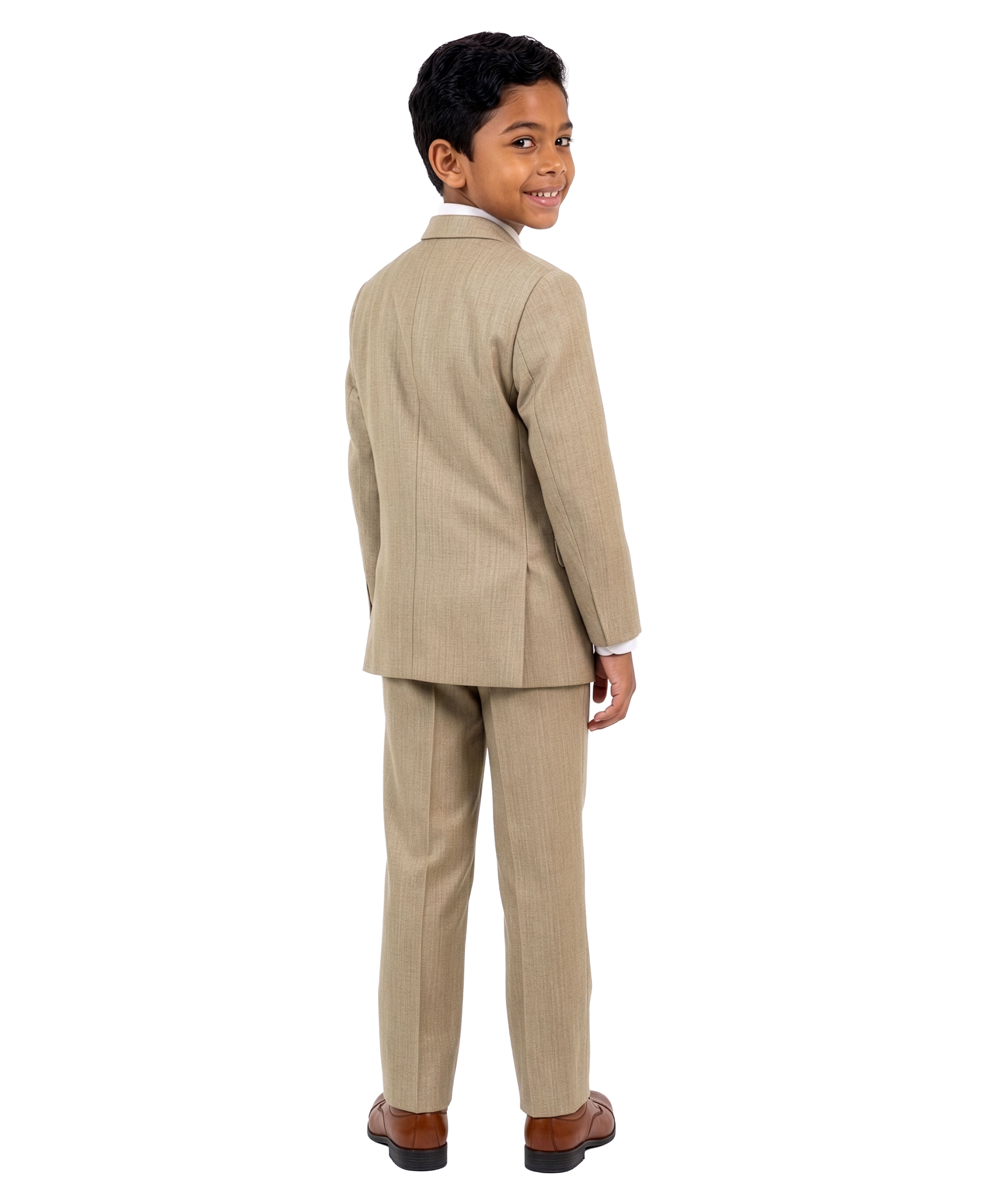Boys' Modern Fit 5-Piece Solid Suit Set – Notch Lapel – Weddings & For