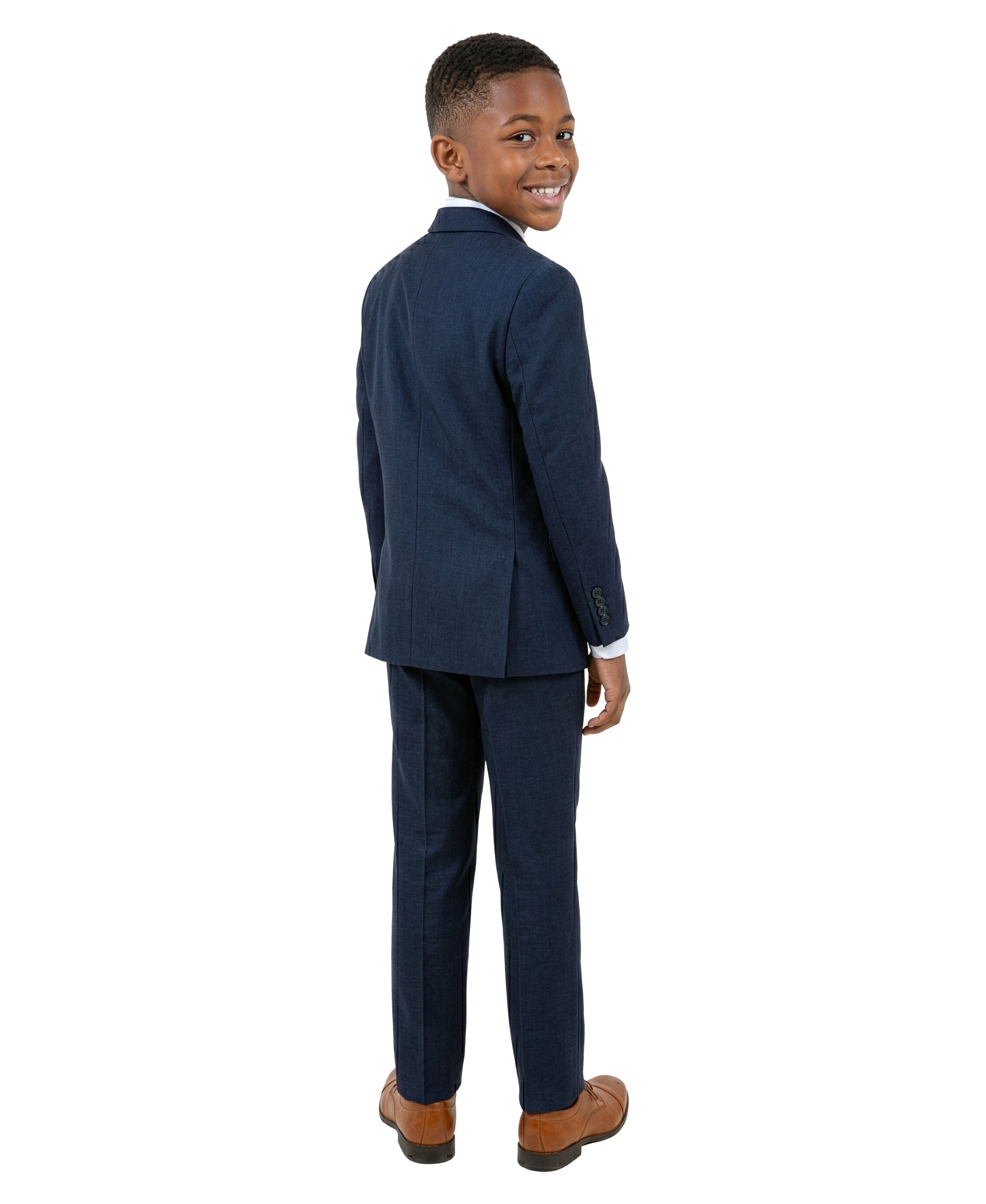 Boys' Modern Fit 5-Piece Solid Suit Set – Notch Lapel – Weddings & For