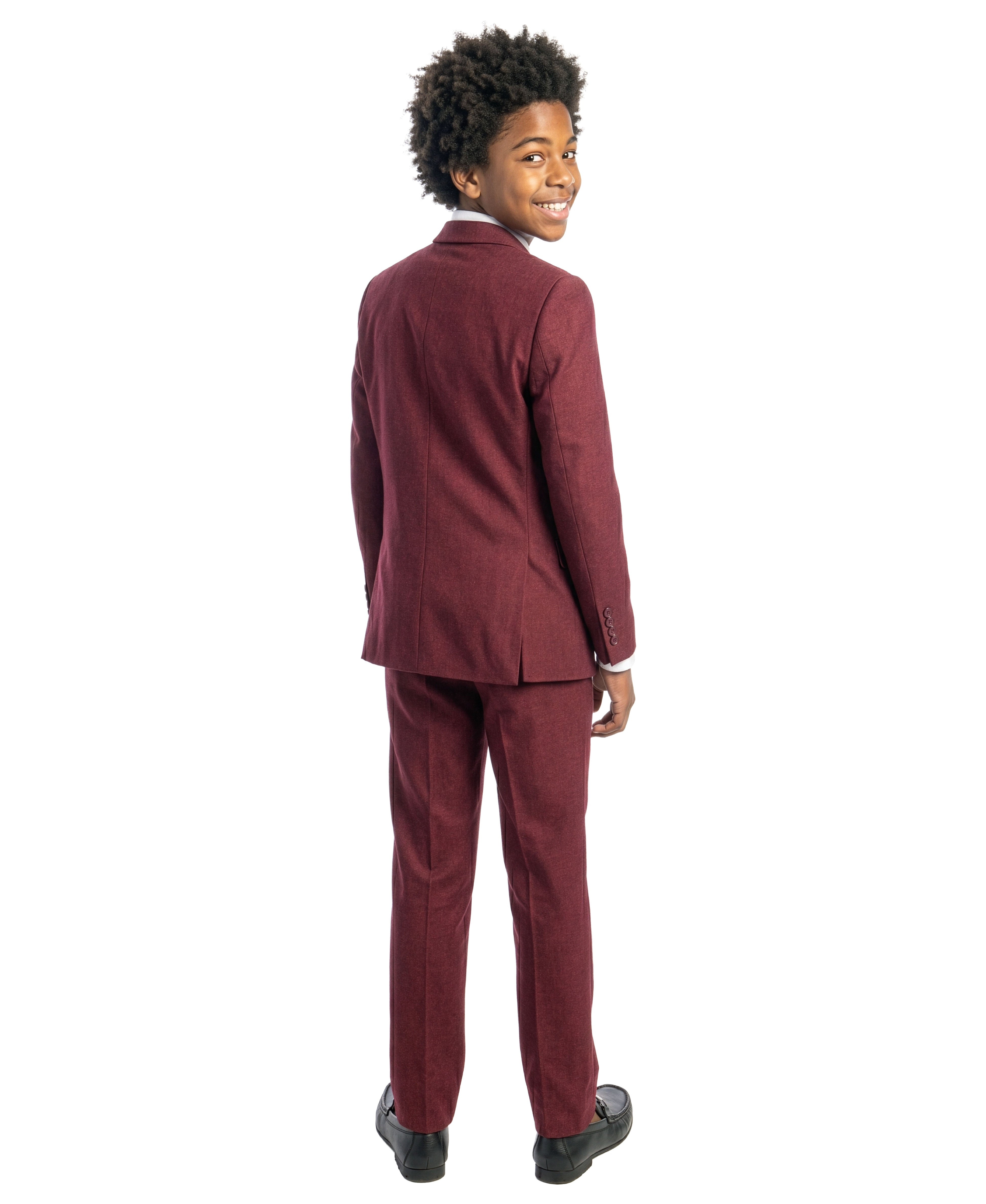 Boys' Modern Fit 5-Piece Solid Suit Set – Notch Lapel – Weddings & For