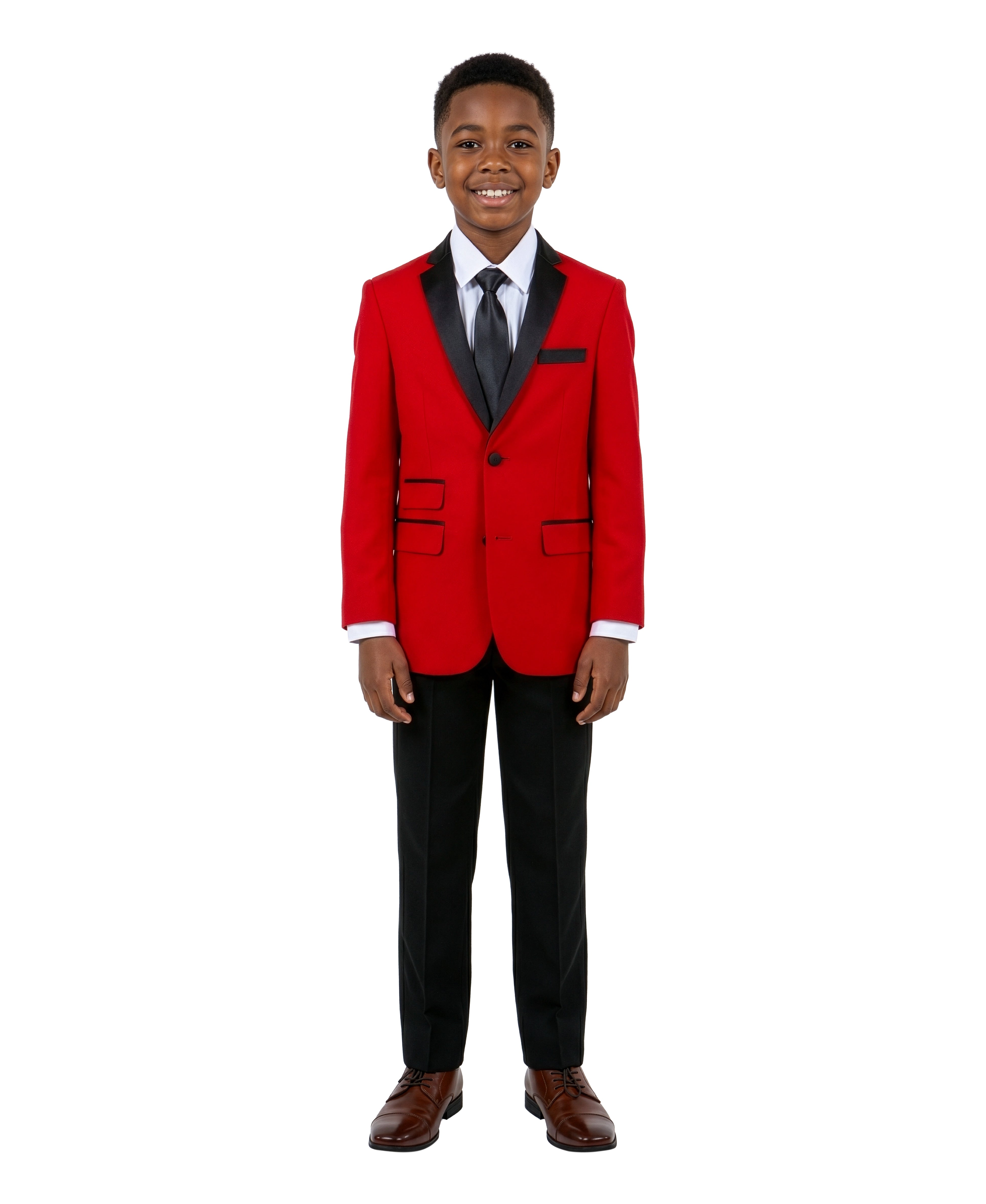 Boys' Slim Fit 4-Piece Premium Suit Set – Satin Notch Lapel – Wedding & Prom