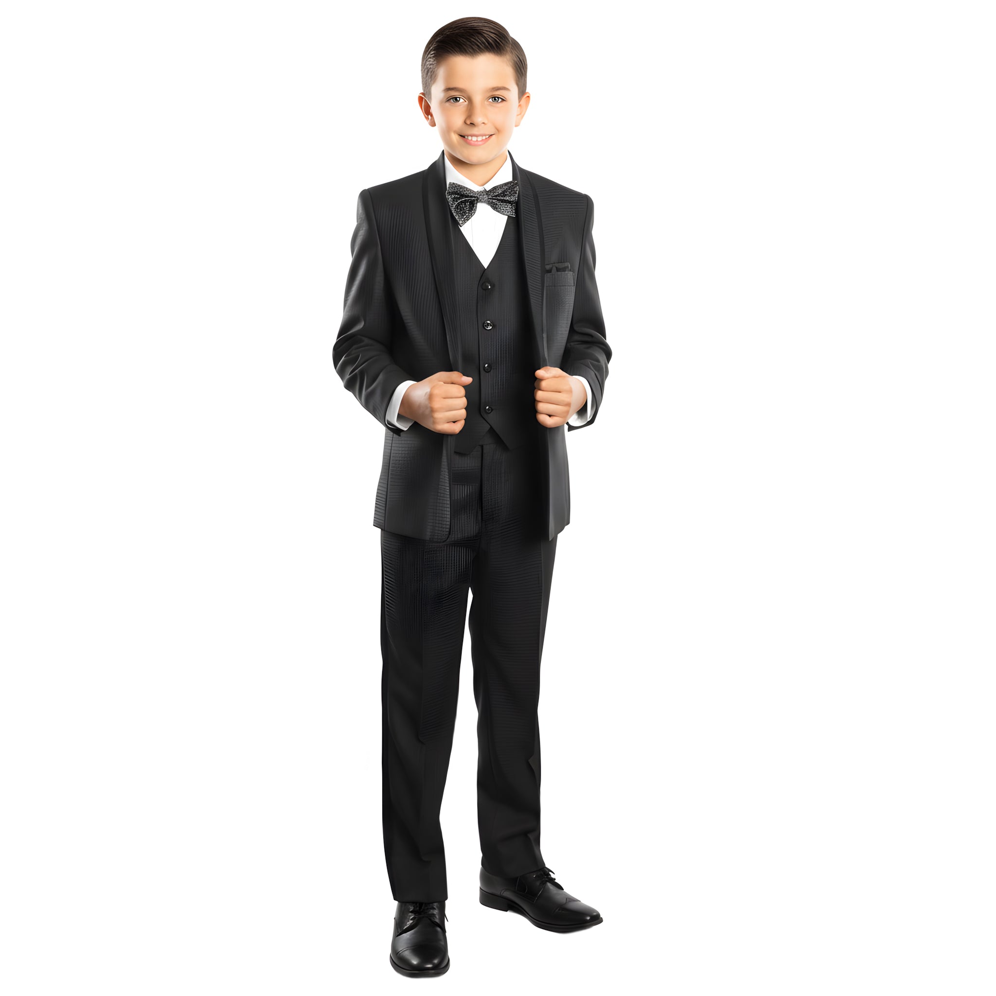 Trajes de traje de solapa de chal sólido de 3 piezas para niños