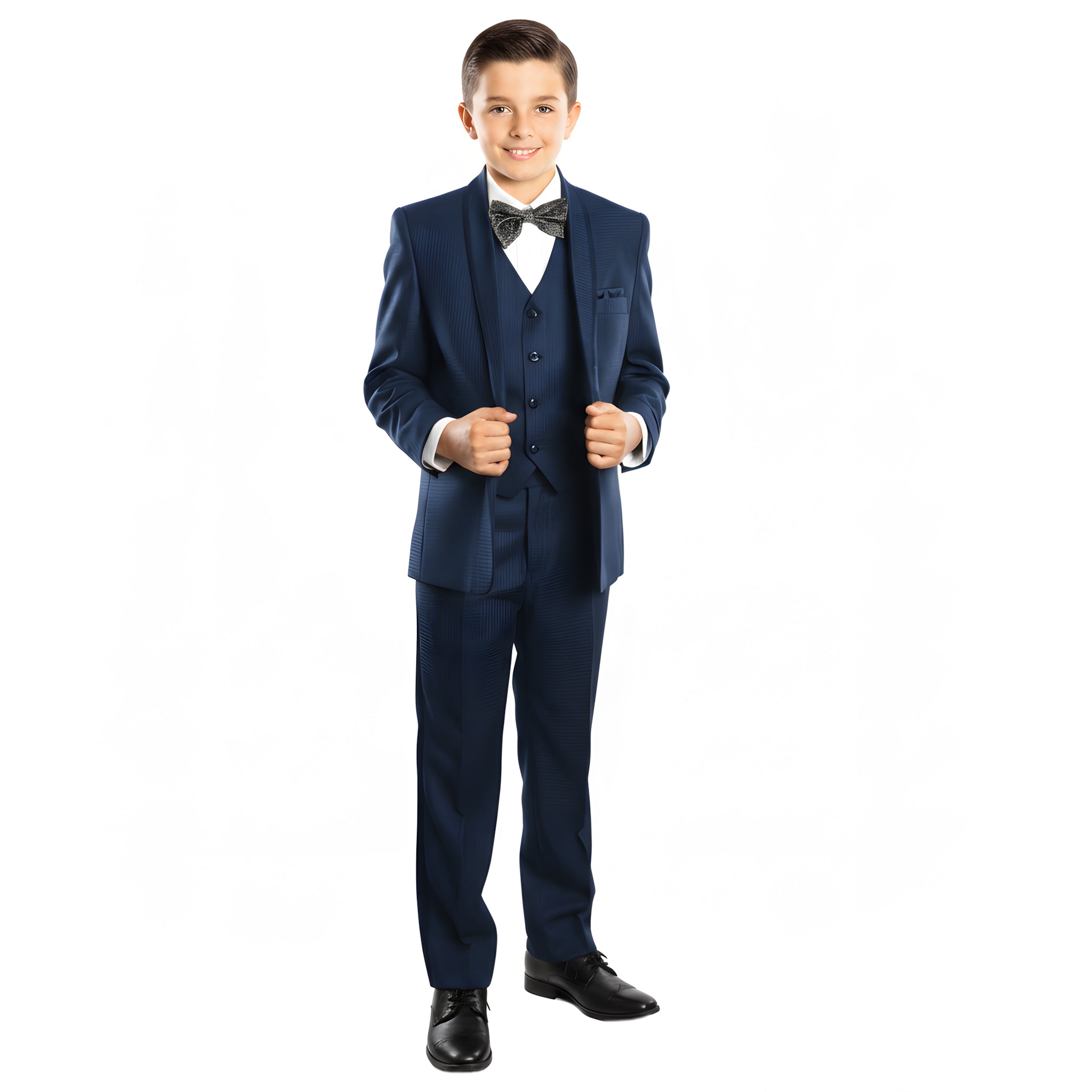 Trajes de traje de solapa de chal sólido de 3 piezas para niños