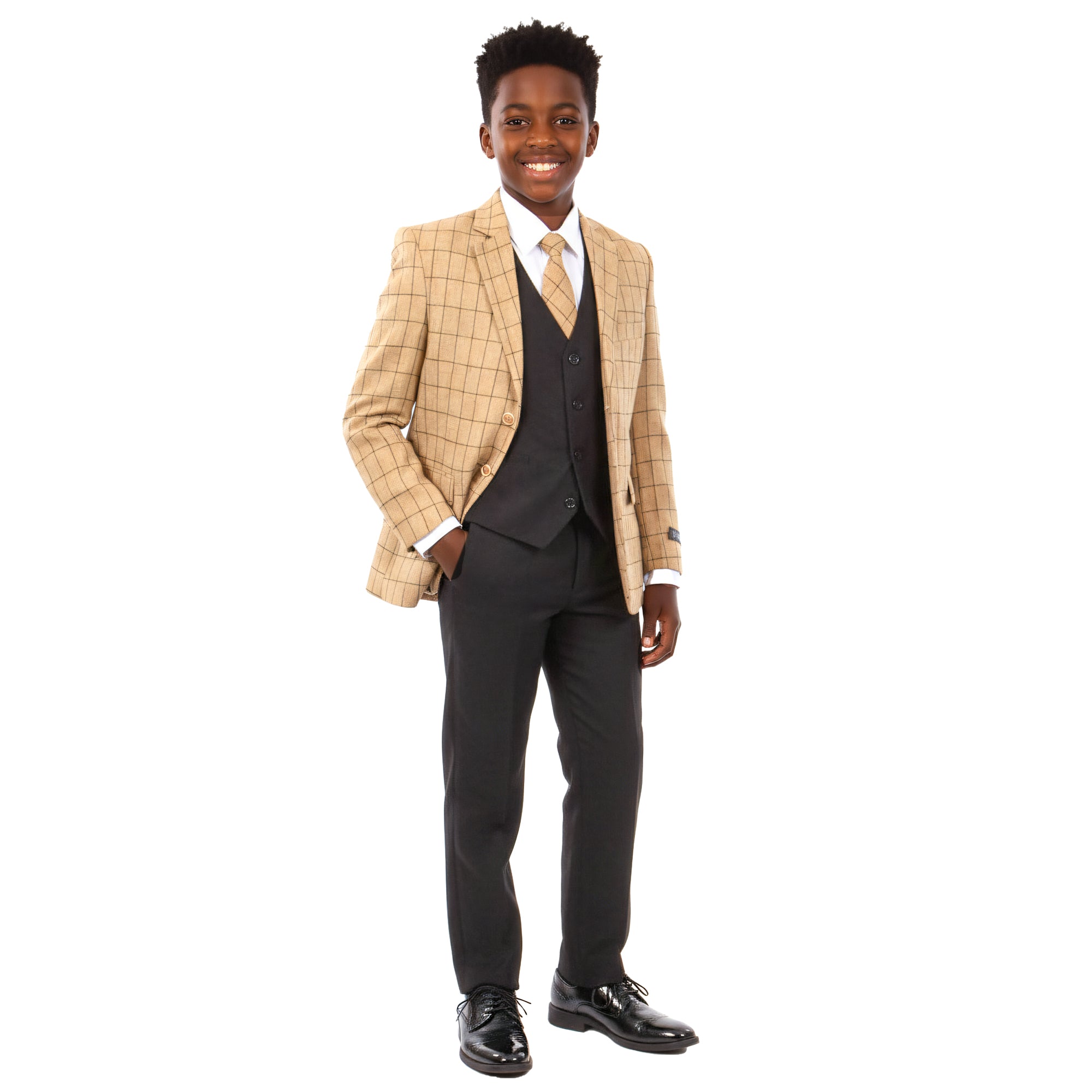 Tazzio Boys 5 Piece Windowpane Suit Set