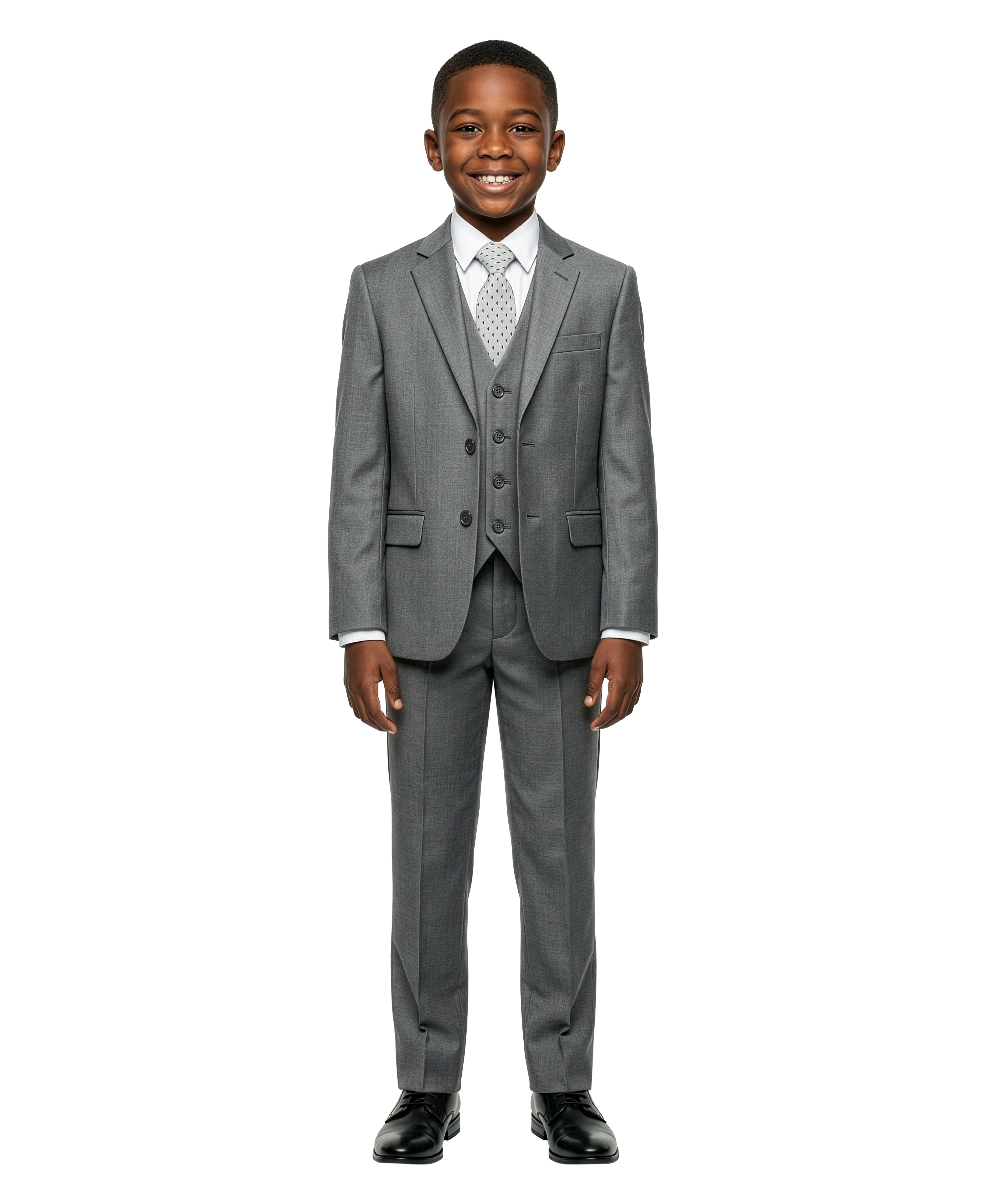 Boys' Classic Fit 5-Piece Sharkskin Suit Set – Notch Lapel