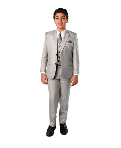 Tazio Modern Fit Boys Suit 5pc Set, Light Gray