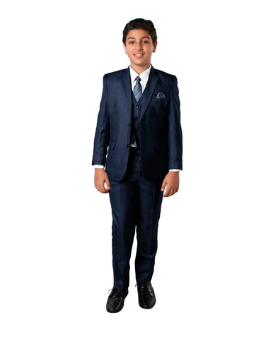 Tazio Modern Fit Boys Suit 5pc Set, Navy