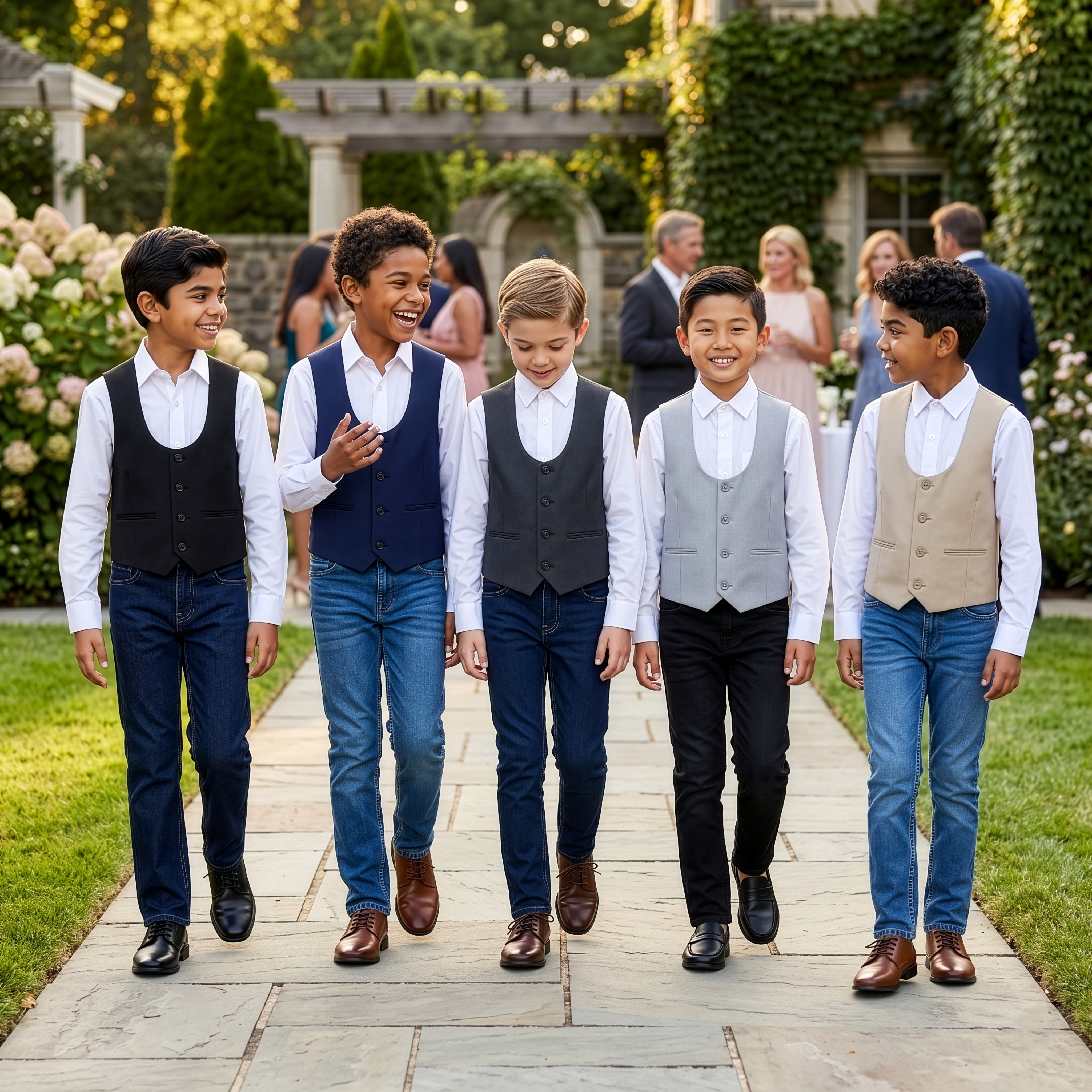 ZeGarie Boys' Tailored Fit Suit Separates Vest Only – Solid – Wedding & Ring Bearer