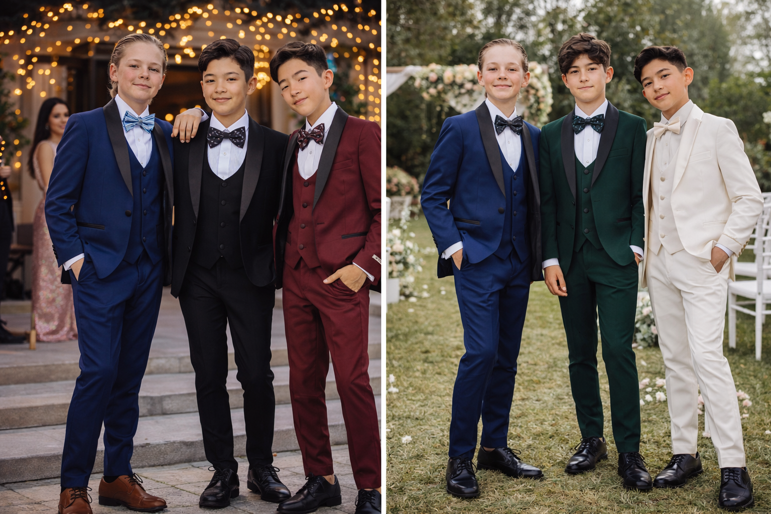 Stacy Adams Boys 5-Piece Tuxedo Set – Slim Fit Formal Suit (Jacket, Vest, Pants, Shirt & Tie)