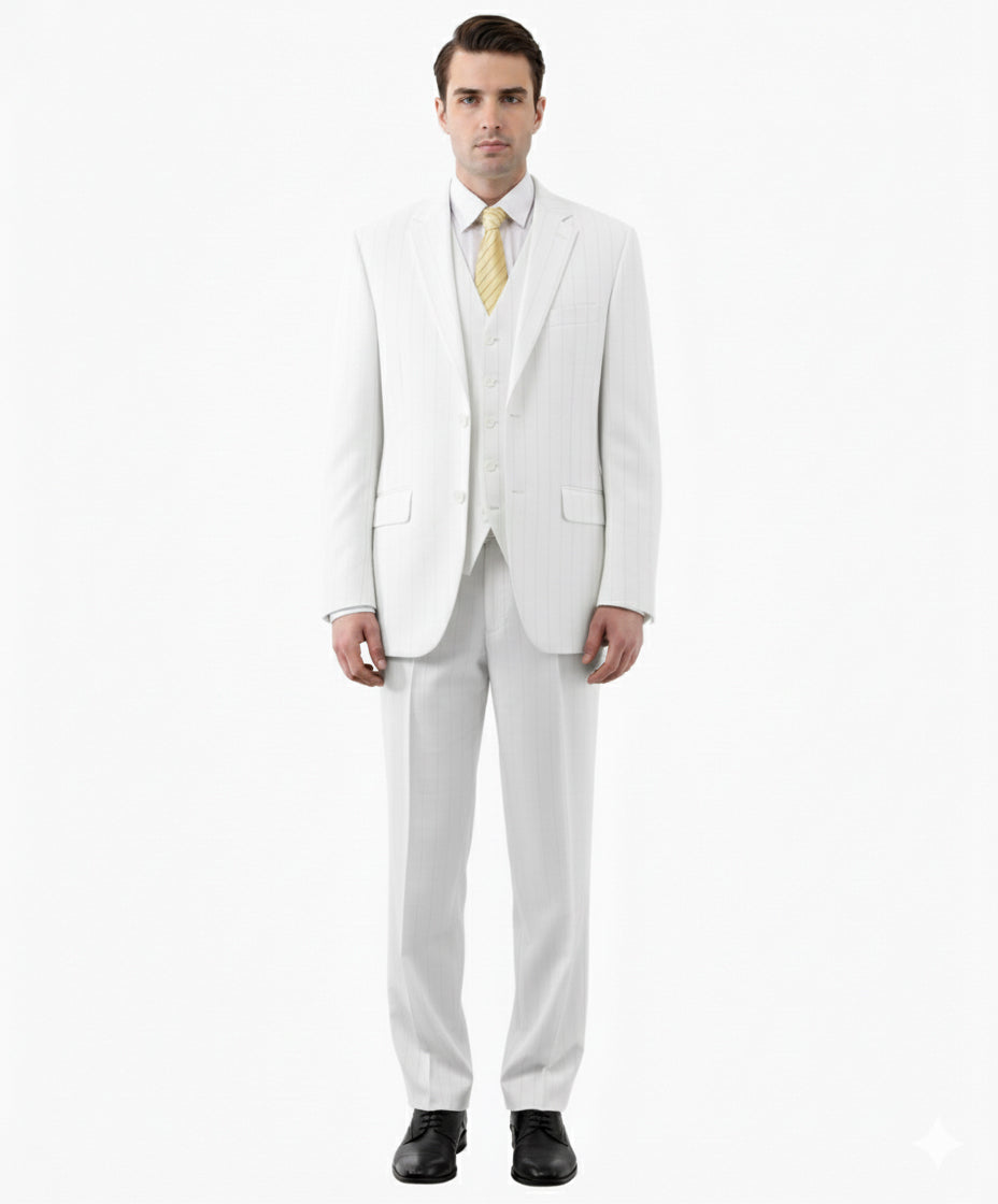 Men's Suit  3pc Modern Fit Tone On Tone Notch Lapel Suit For All Ocassions
