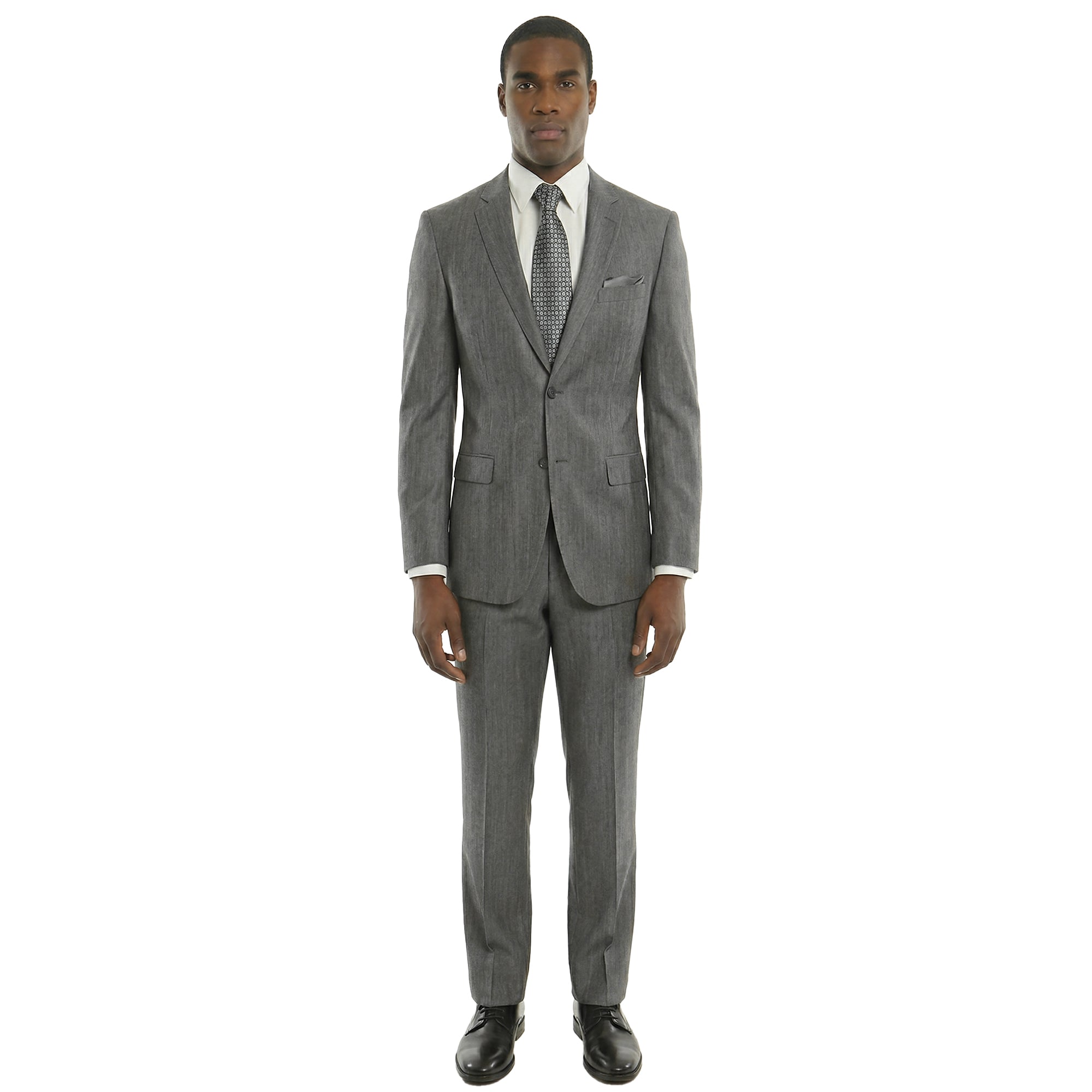 Men's Suit Grey Sharksin Solid 2-PC Slim Fit Stretch Suits For Men