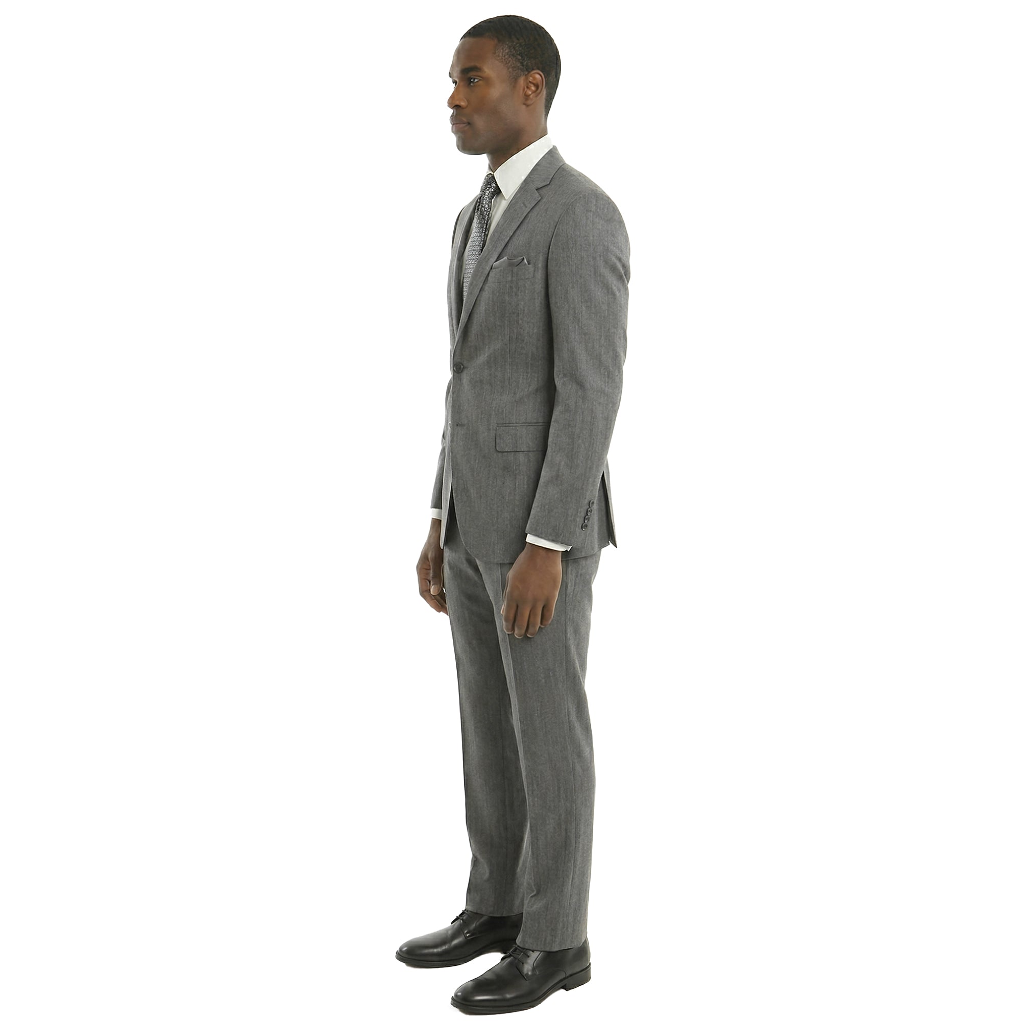 Men's Suit Grey Sharksin Solid 2-PC Slim Fit Stretch Suits For Men