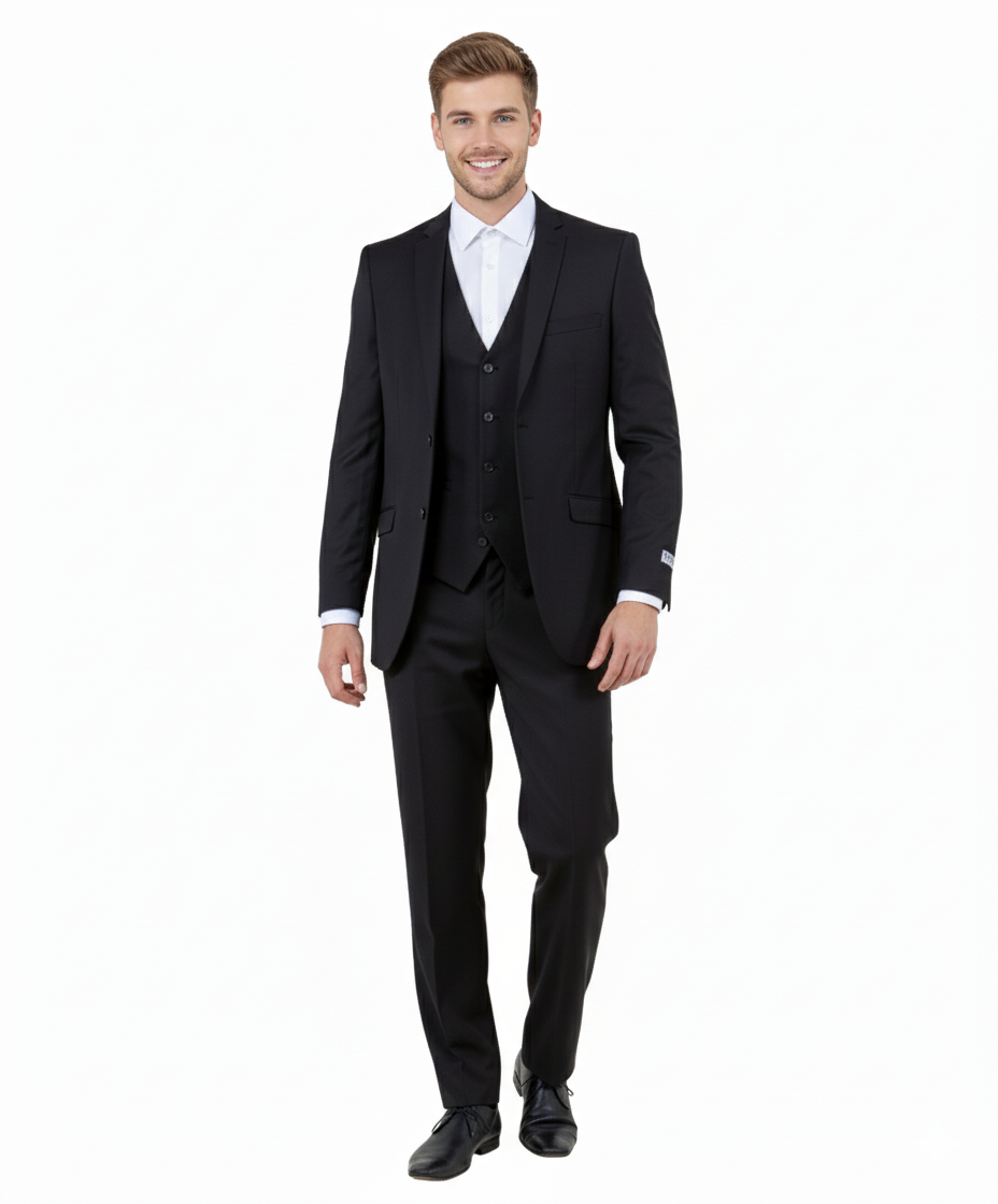 Men's Premium Grey 3-Piece Suit – Modern Slim Fit Jacket, Vest & Trousers – Elegant Formal Wear for Business, Weddings & Special Events