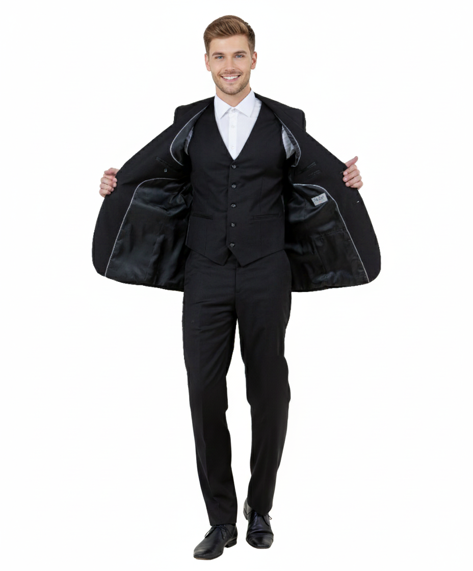 Men's Premium Grey 3-Piece Suit – Modern Slim Fit Jacket, Vest & Trousers – Elegant Formal Wear for Business, Weddings & Special Events