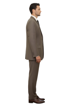 Man wearing a brown suit on a white background