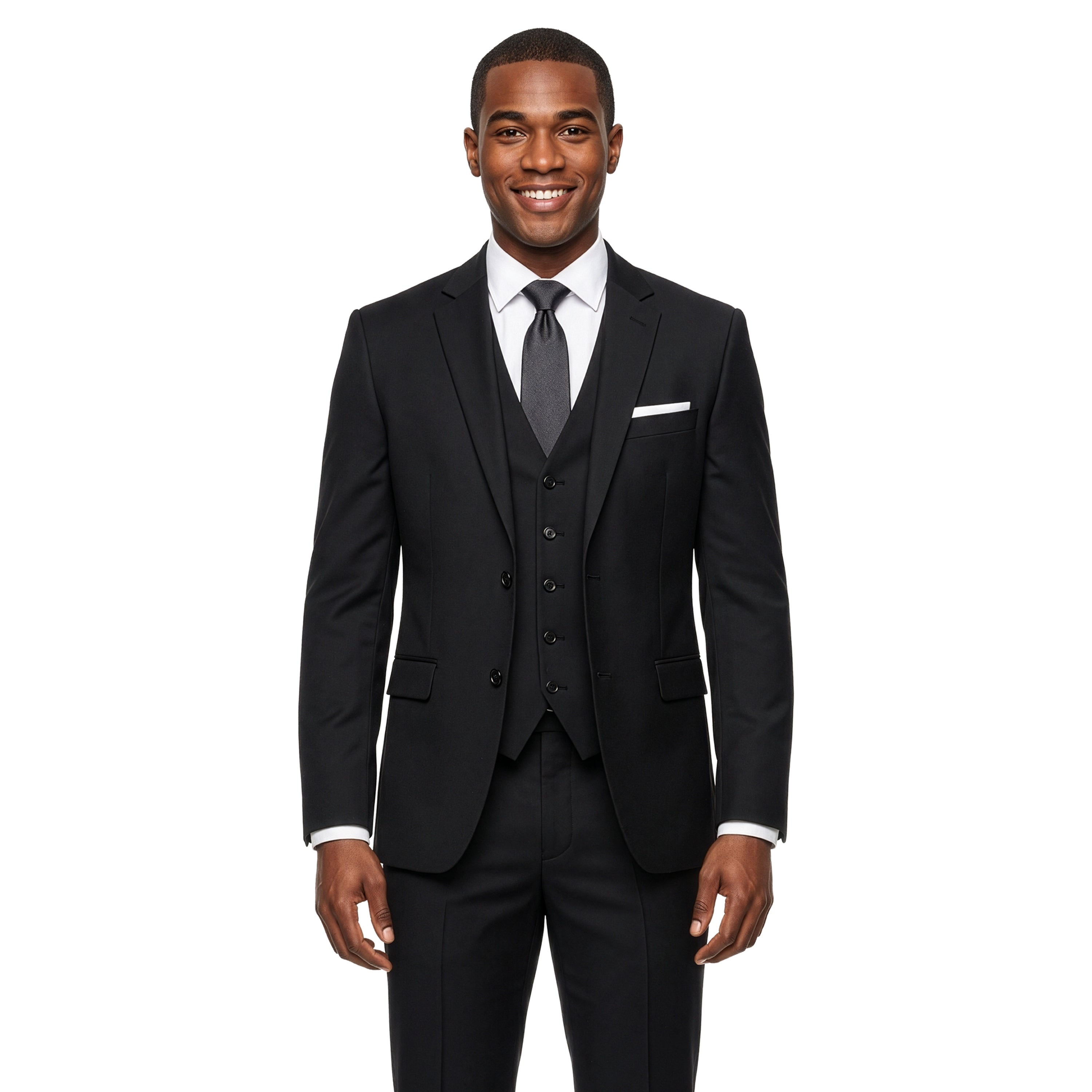 Men's 3pc Solid Suit, Notch Lapel