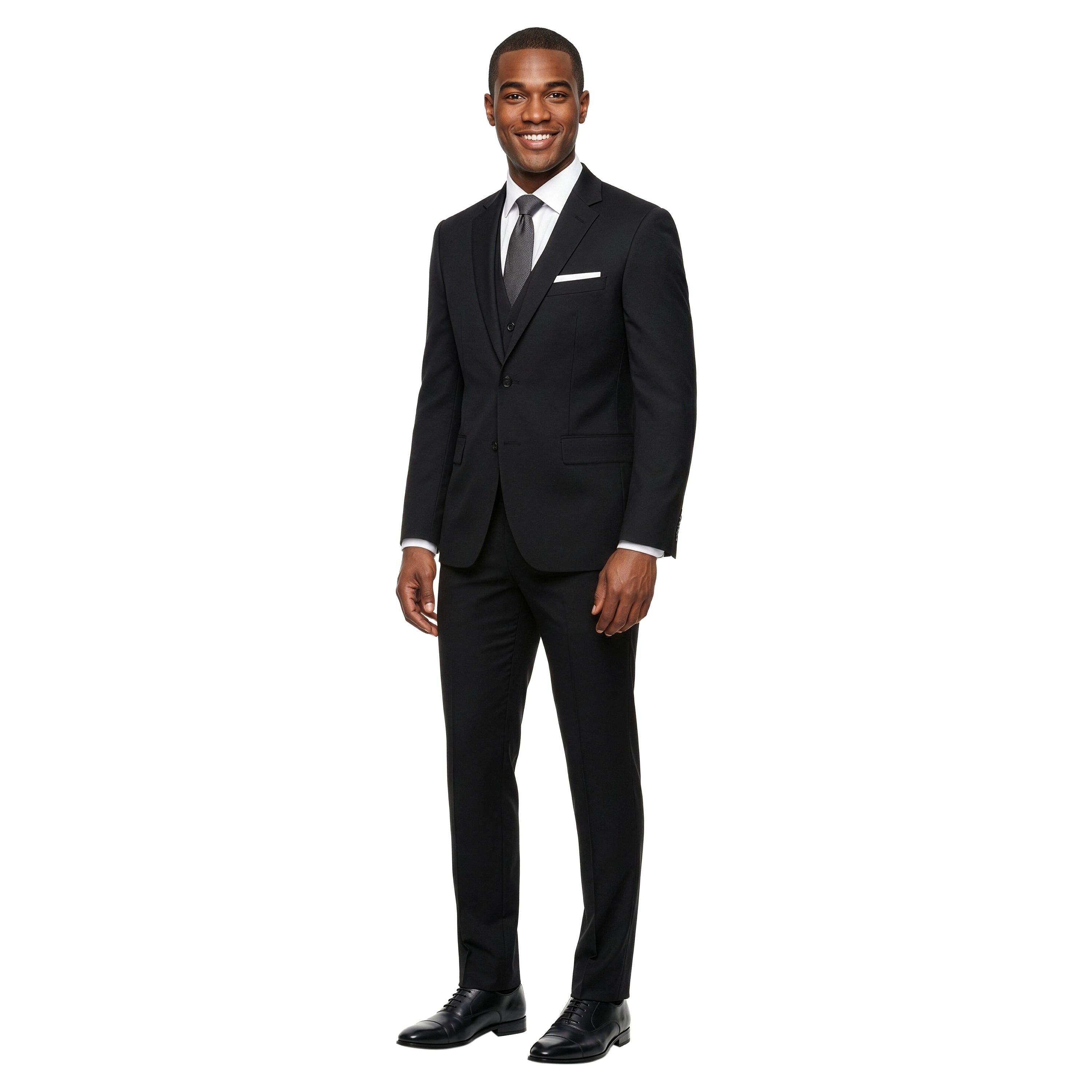 Men's 3pc Solid Suit, Notch Lapel