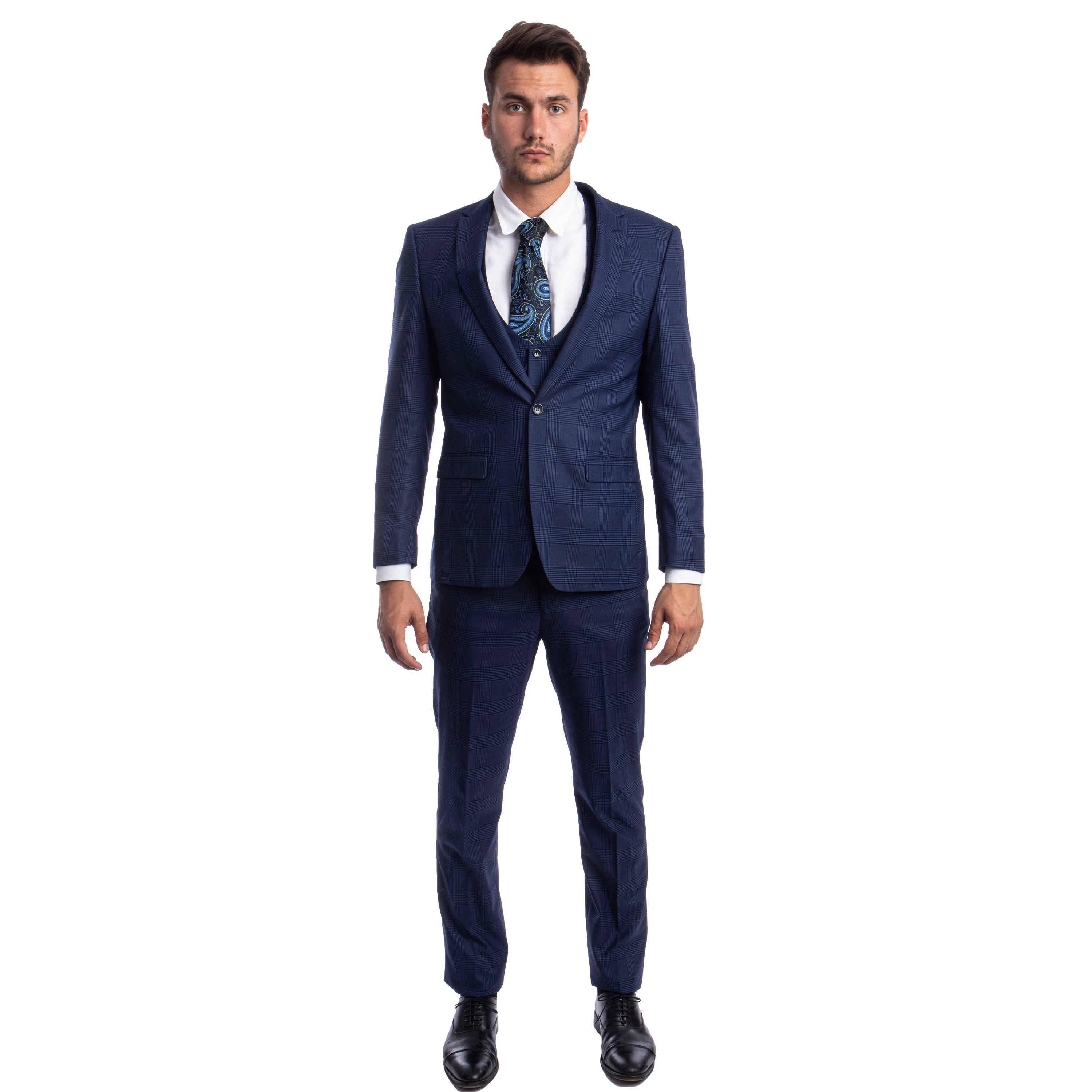 Ultra Slim-Fit 3-Piece Glen Check Suit