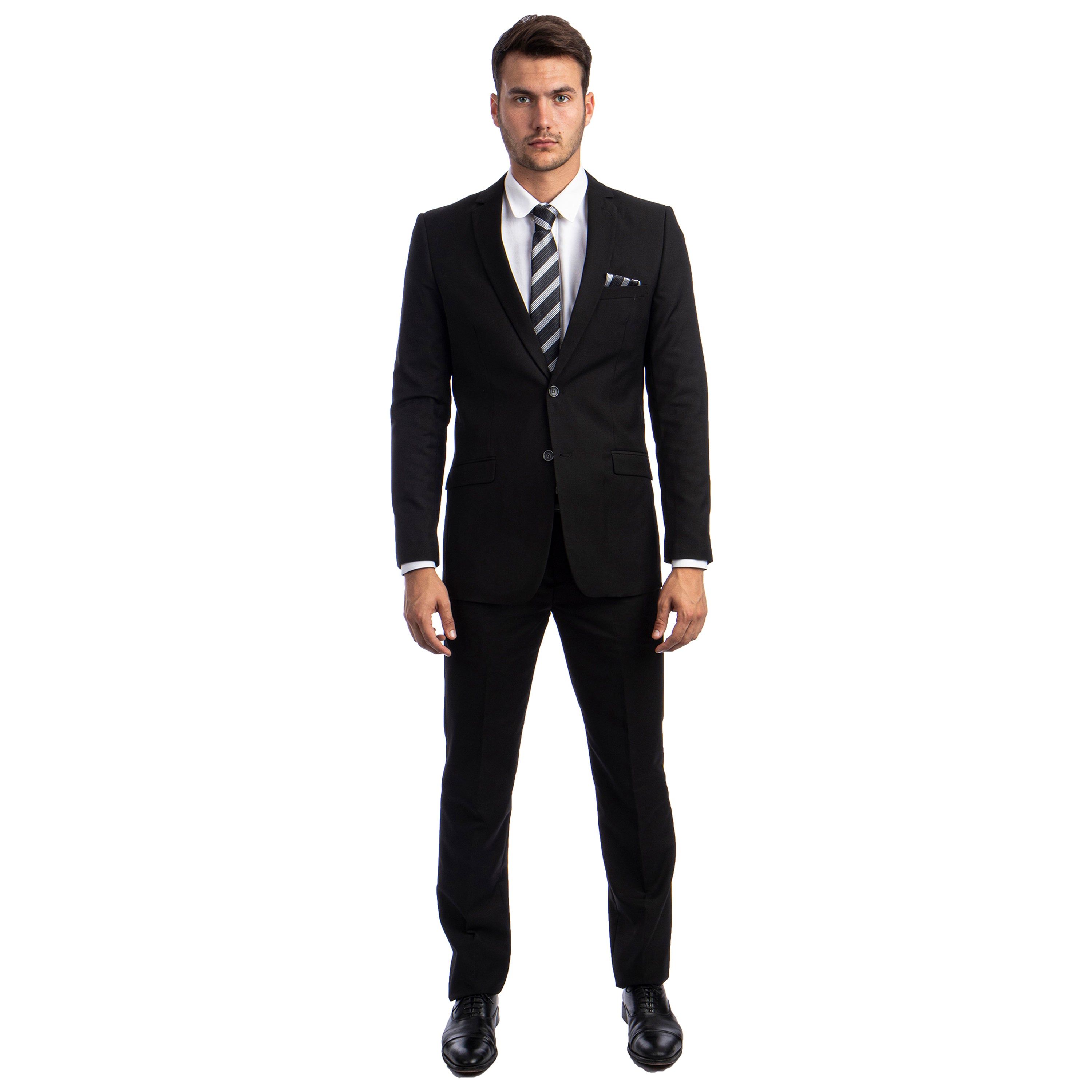 2 PC Solid Slim Fit Suit Set