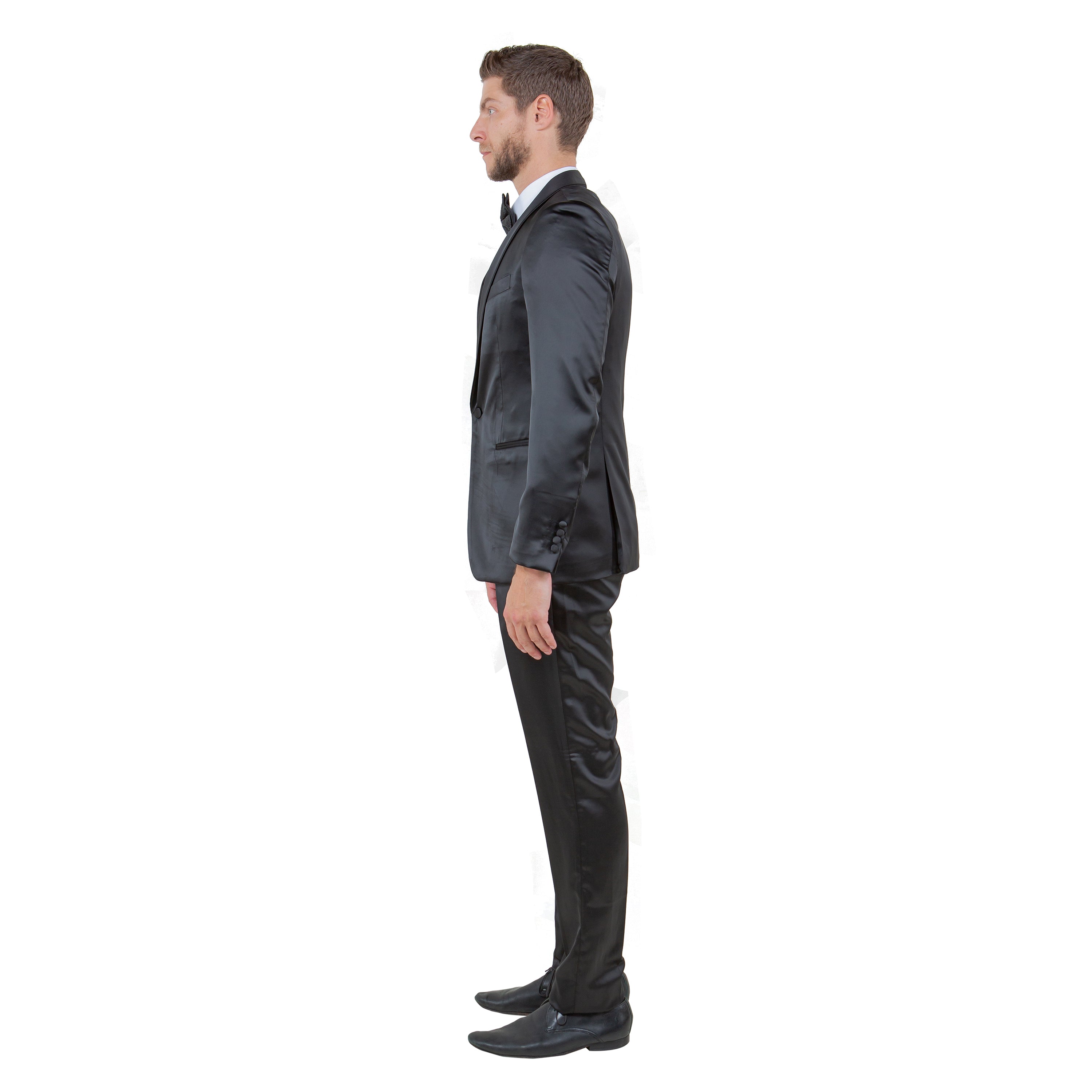 3pc Solid Satin Suit Set w/ Free Bowtie
