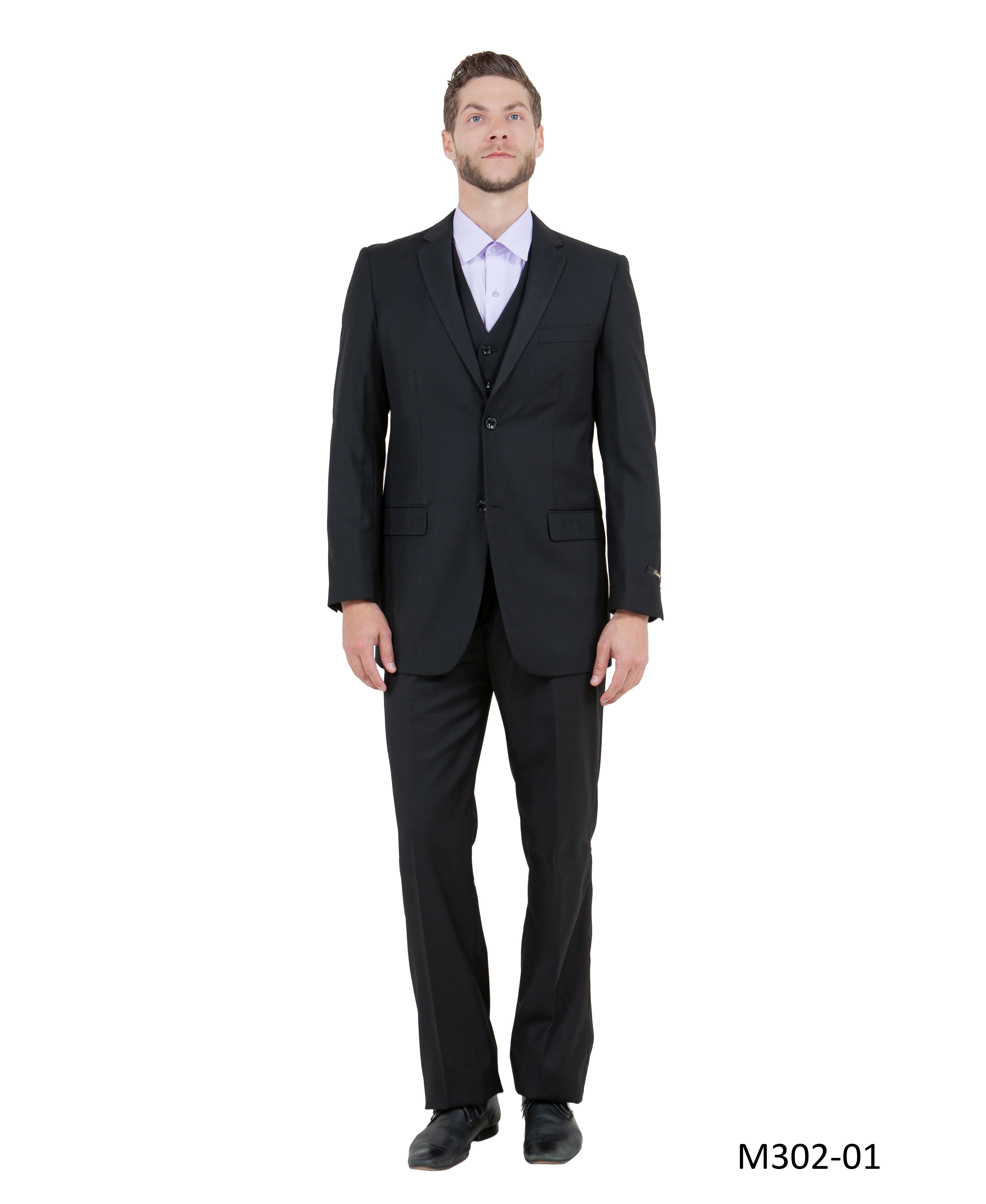 Modern-Fit 3-Piece Suit Set w/ Jacket, Vest and Pants