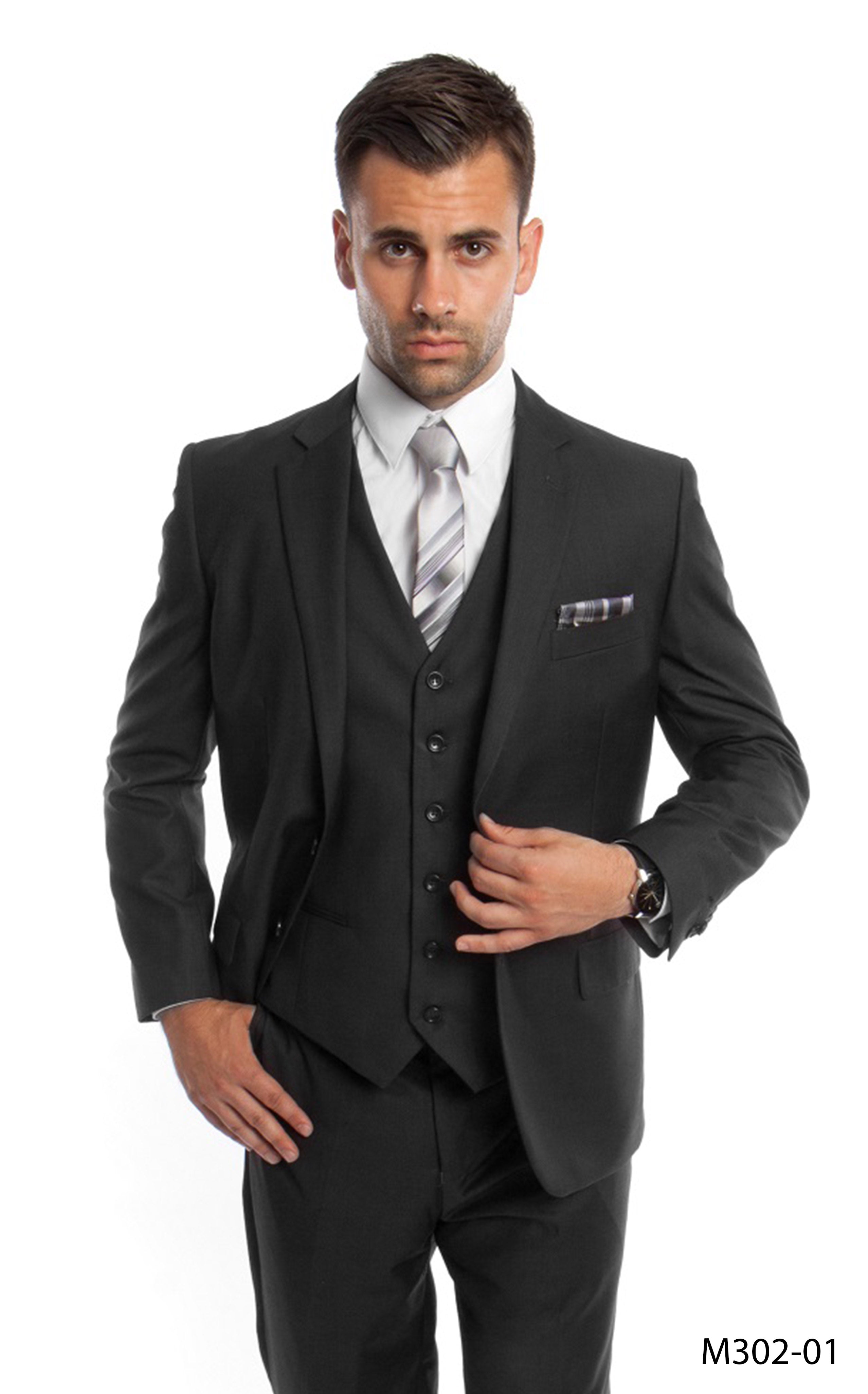 Modern-Fit 3-Piece Suit Set w/ Jacket, Vest and Pants