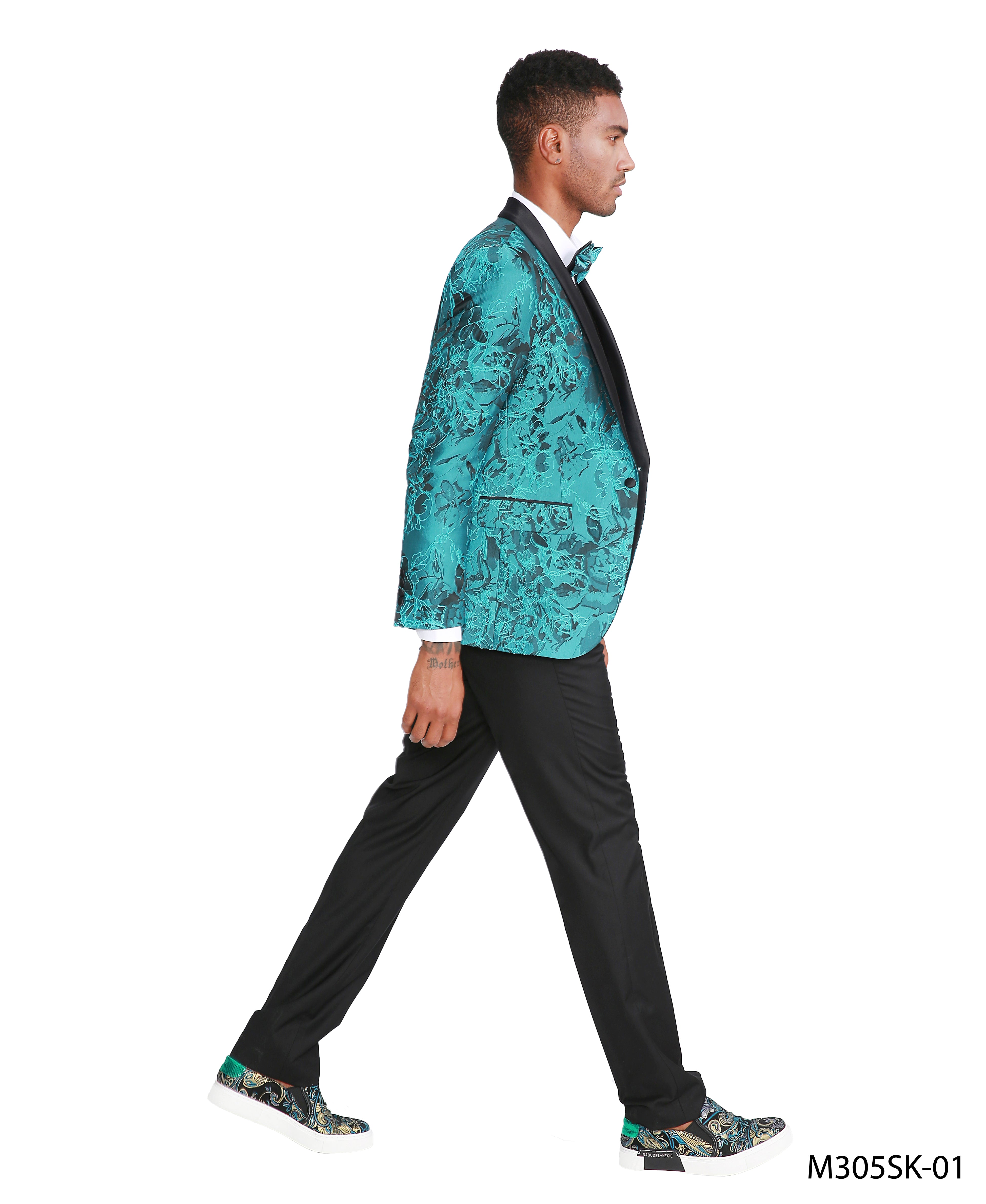 3pc Paisley Satin Shawl Lapel With Matching Pants
