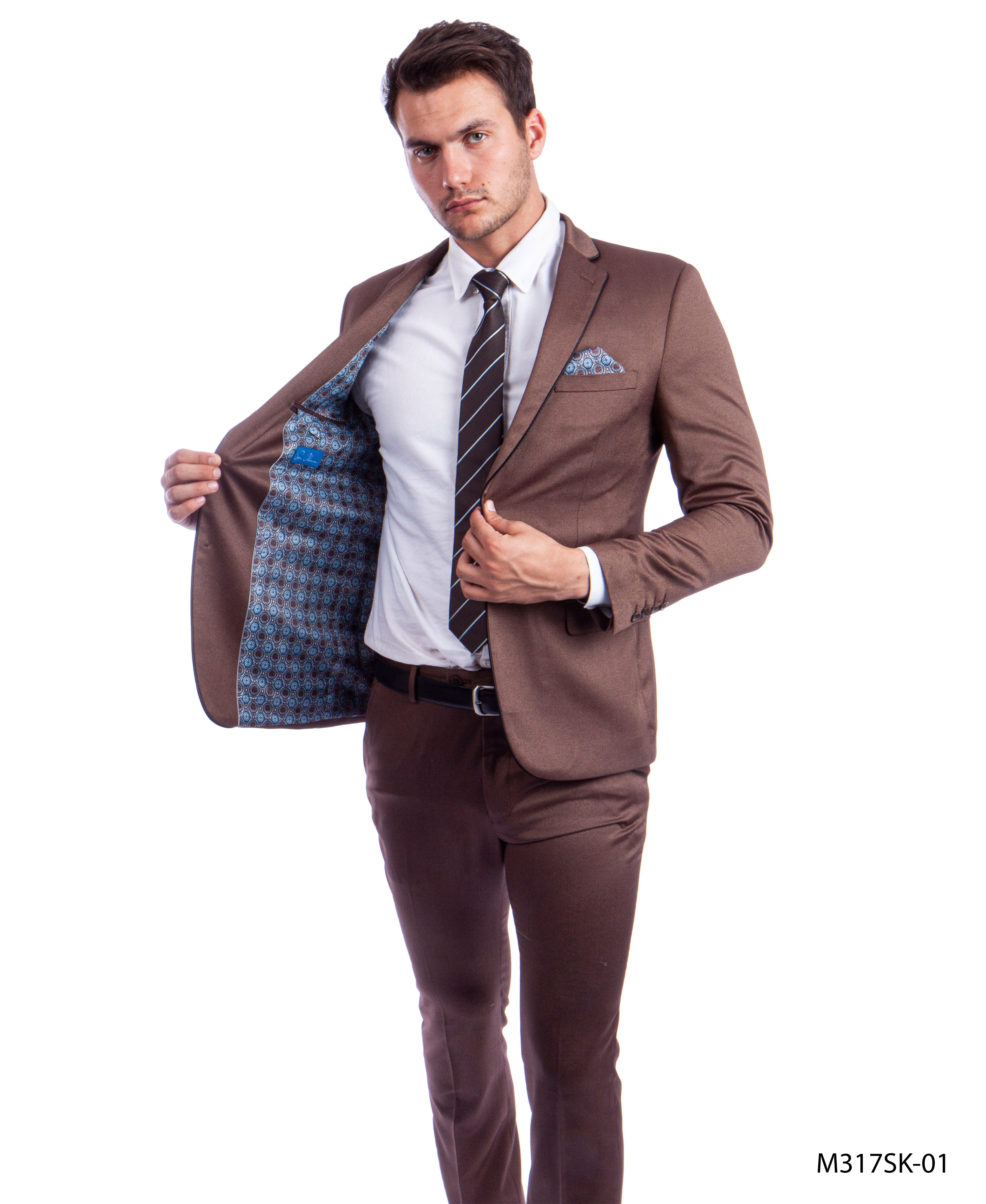 2 PC Birdseye Suit Skinny Fit Suits