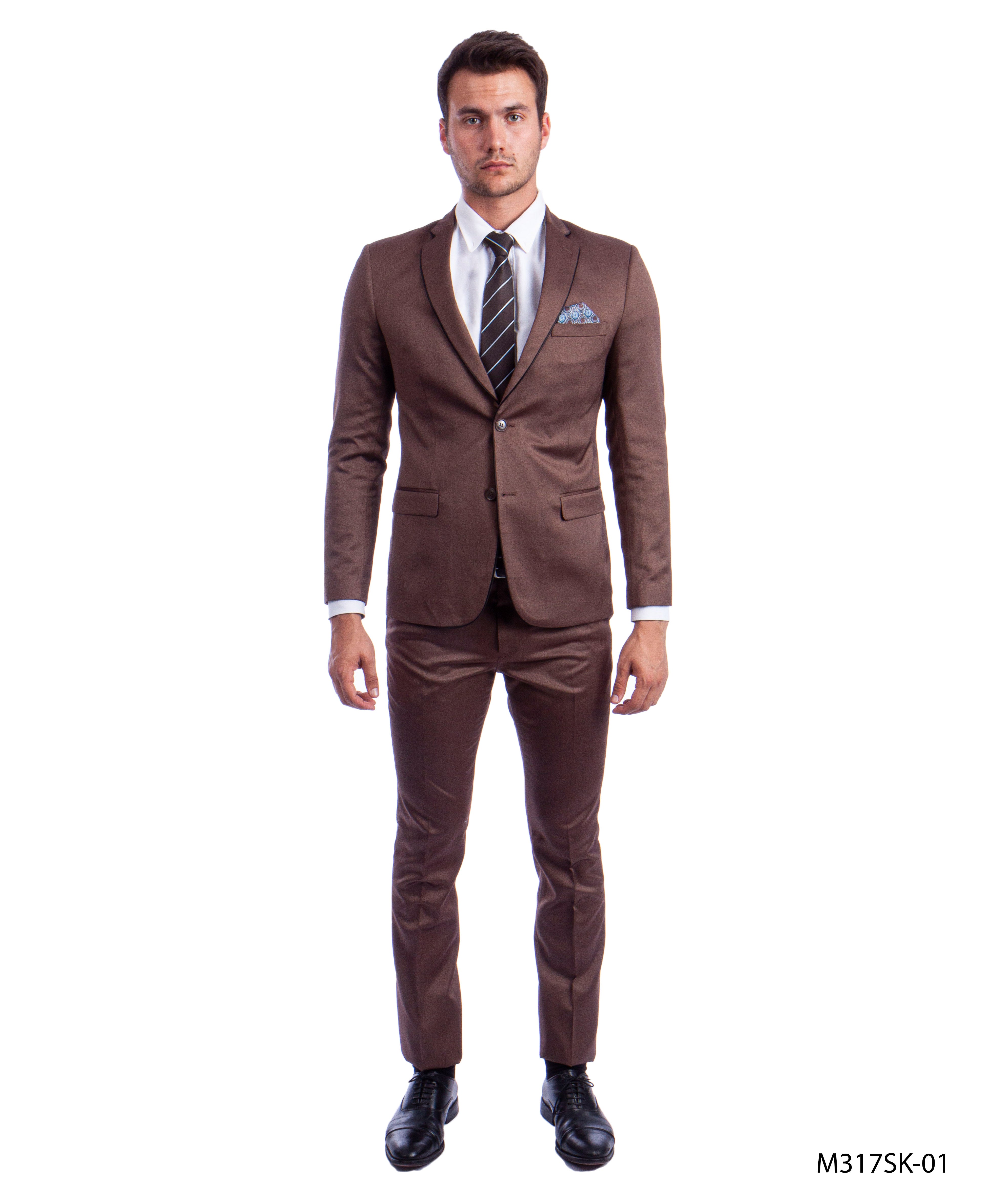 2 PC Birdseye Suit Skinny Fit Suits