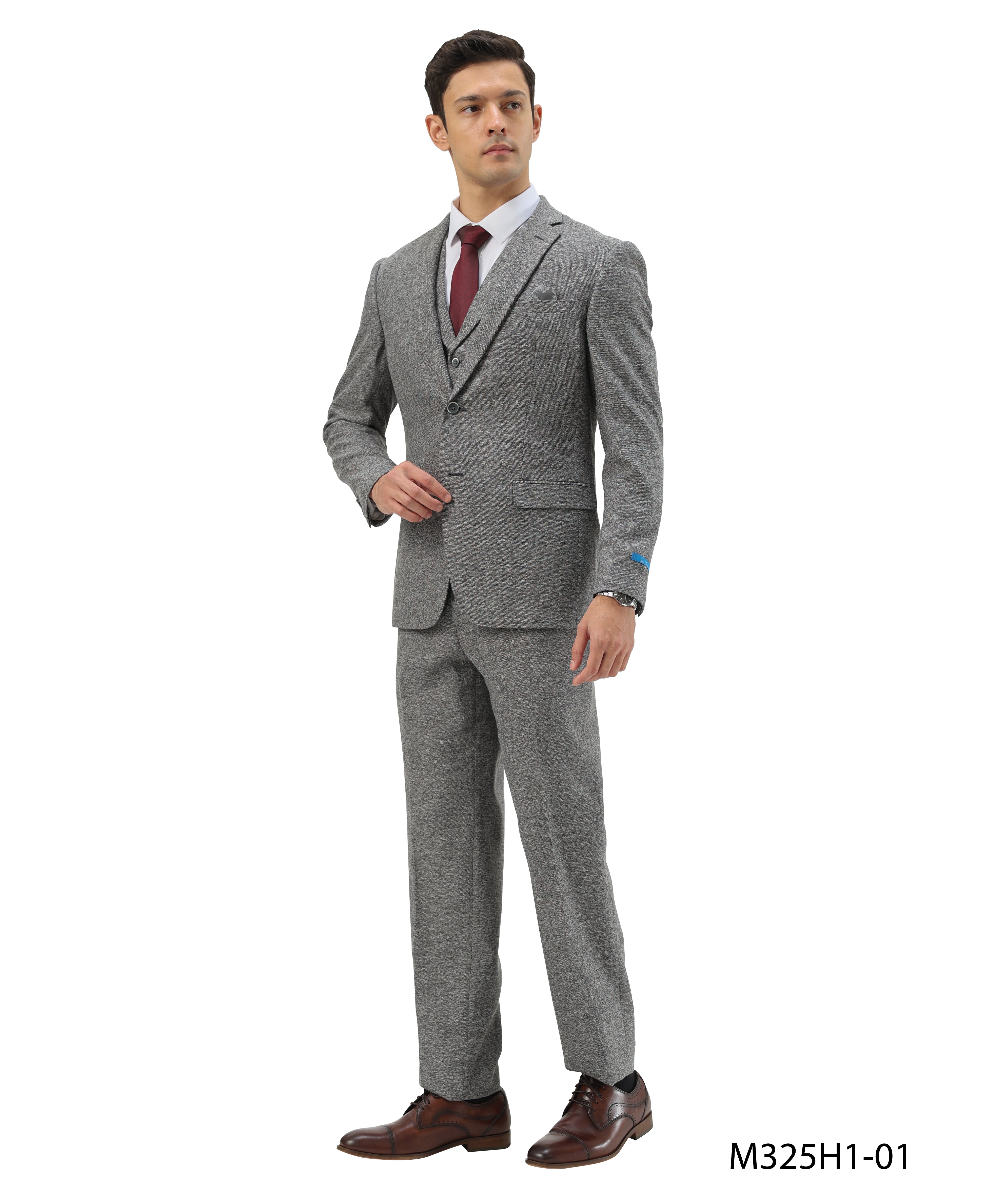 3PC Tweed Suit w/ Expandable Waistband