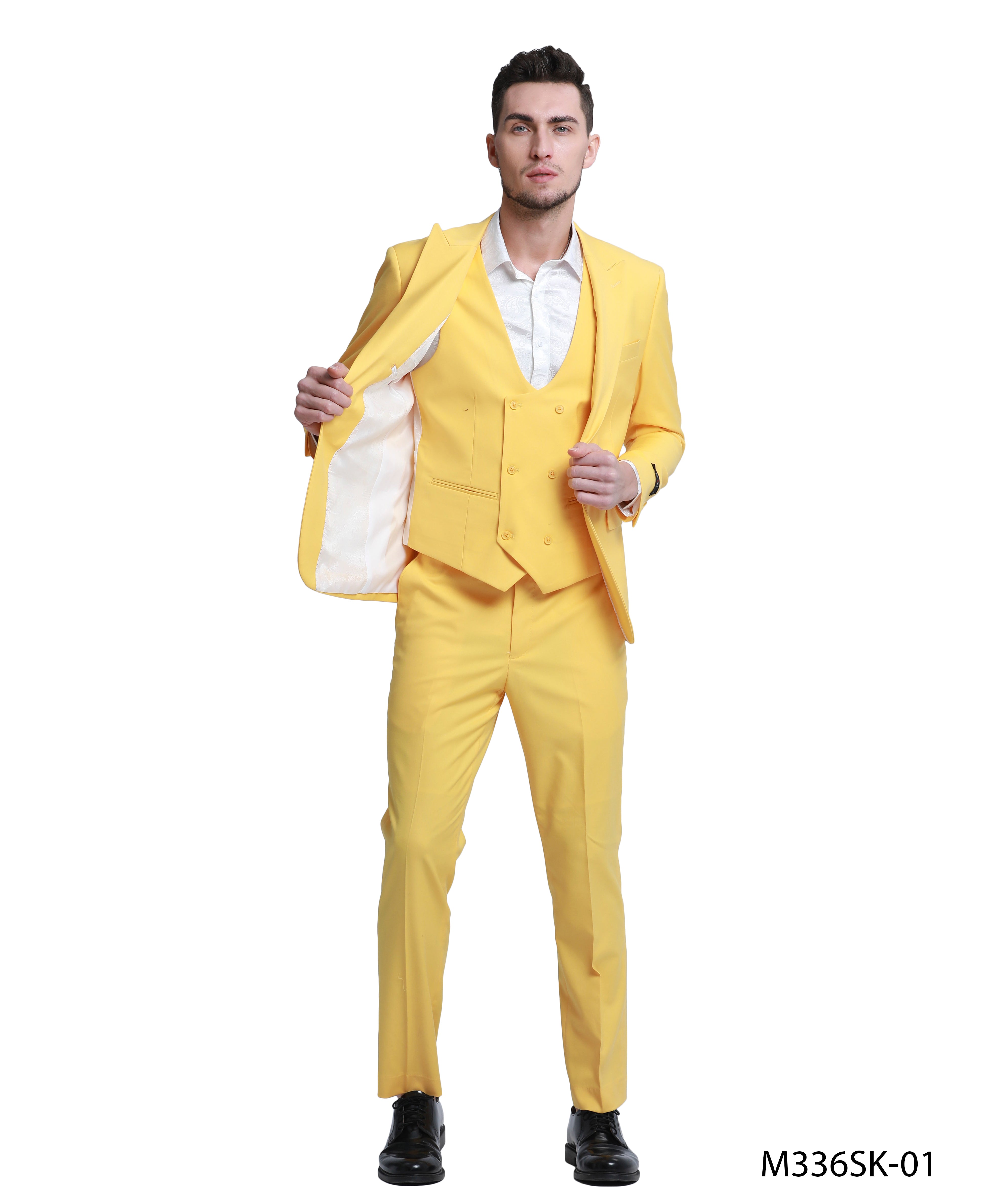 3 PC Solid Double Breasted Suit Set
