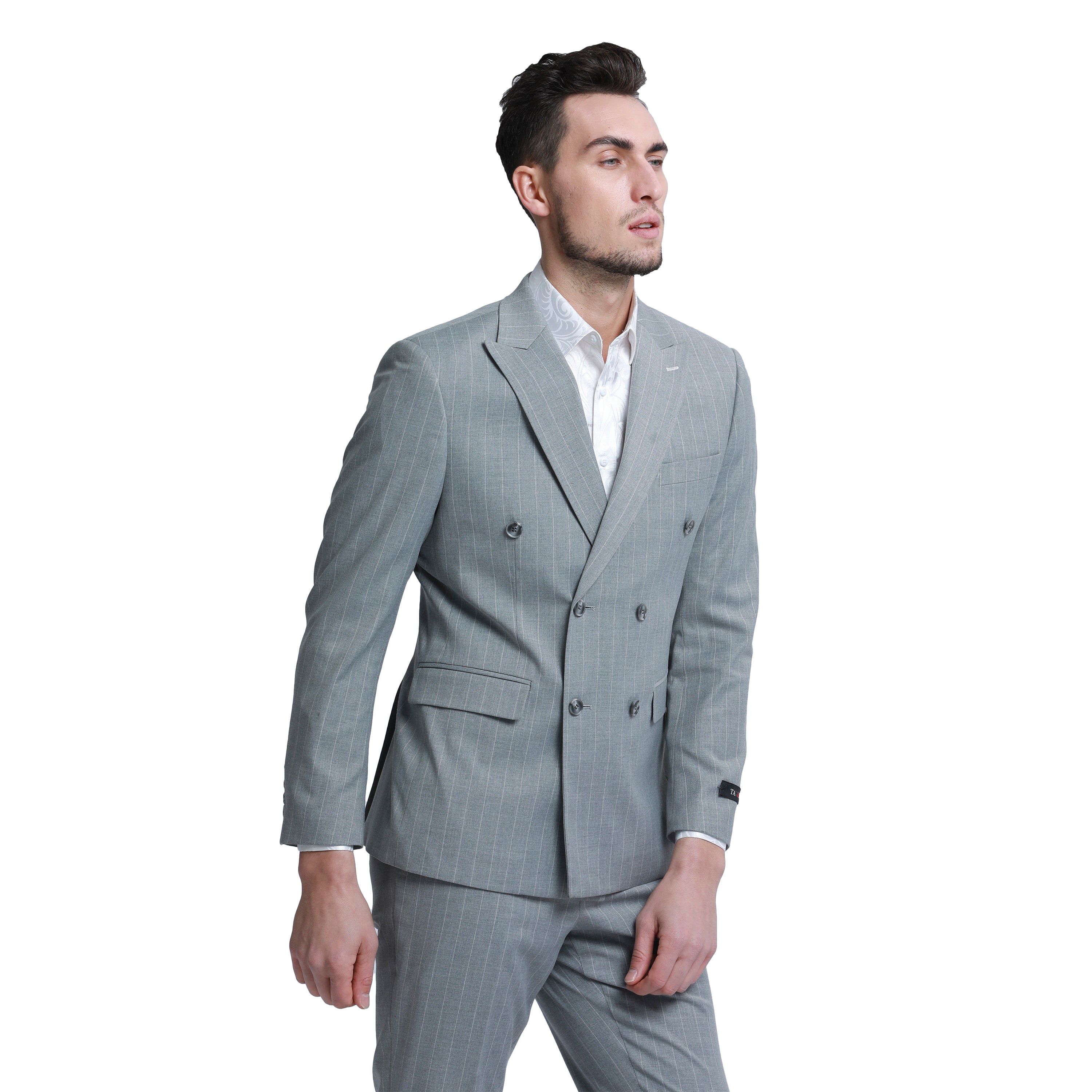 2 PC Pin Stripe Peak Lapel Suit