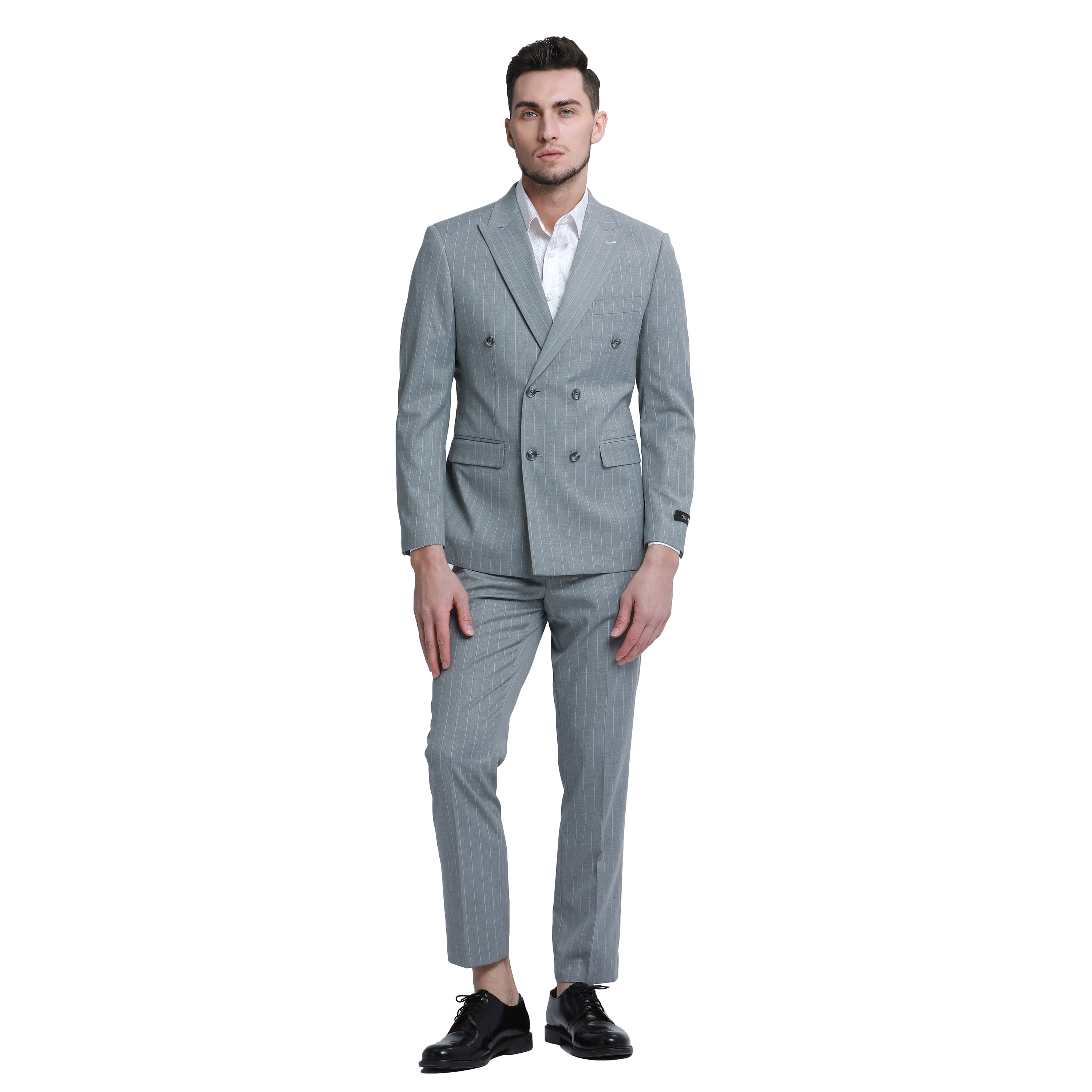 2 PC Pin Stripe Peak Lapel Suit