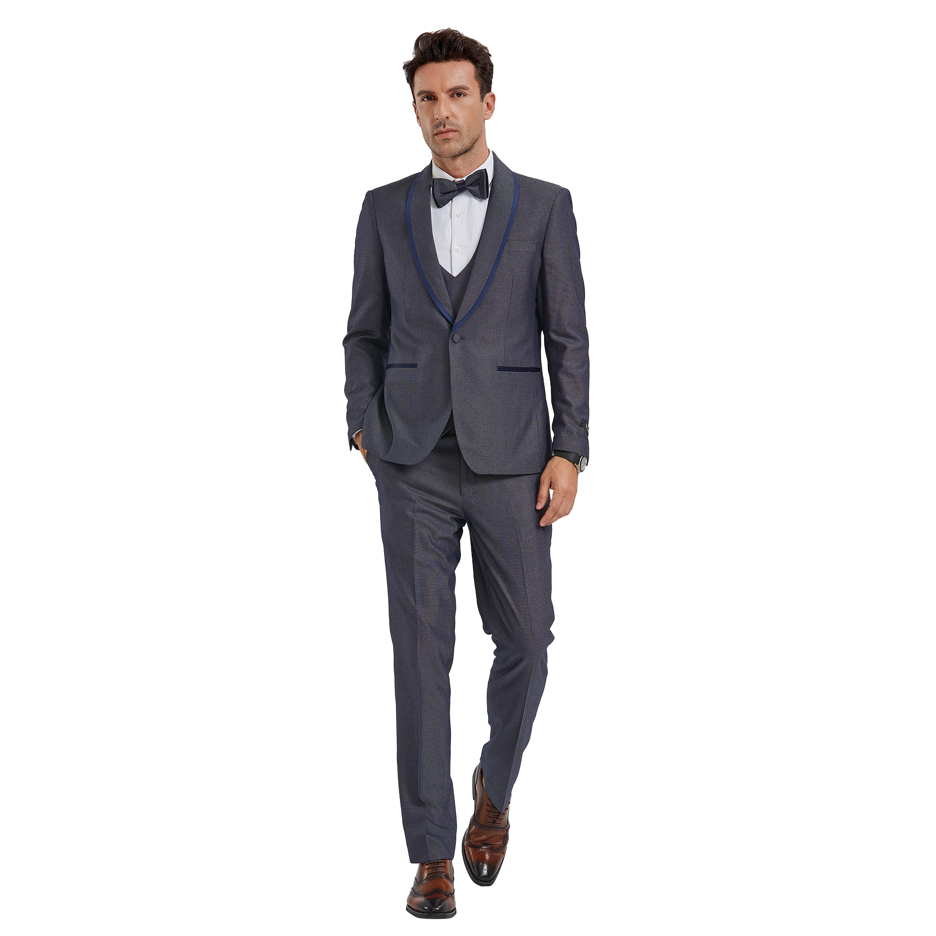 3 PC Shawl Lapel Double Breasted Vest