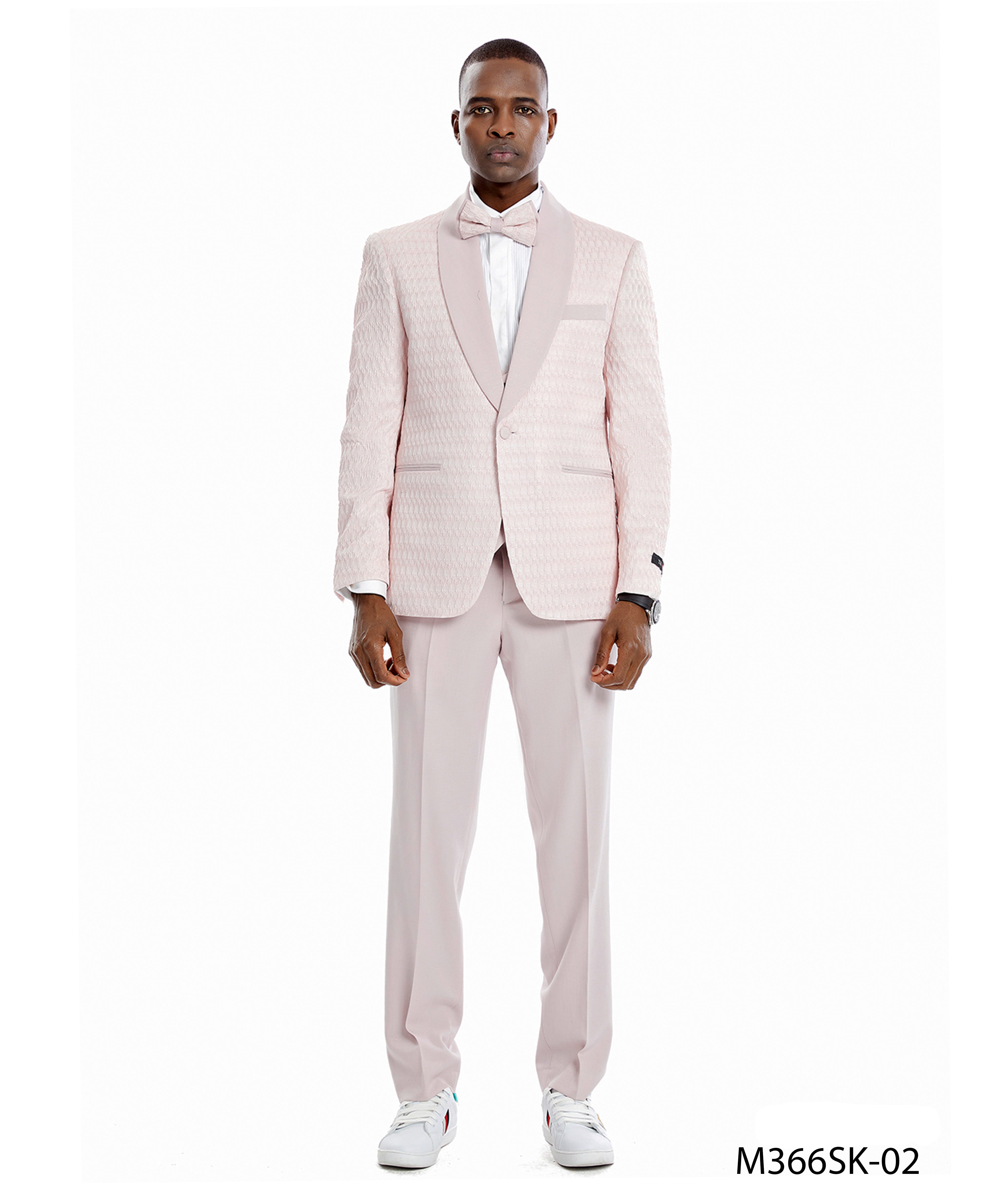 3PC Shawl Collar HoneyComb Suit Set