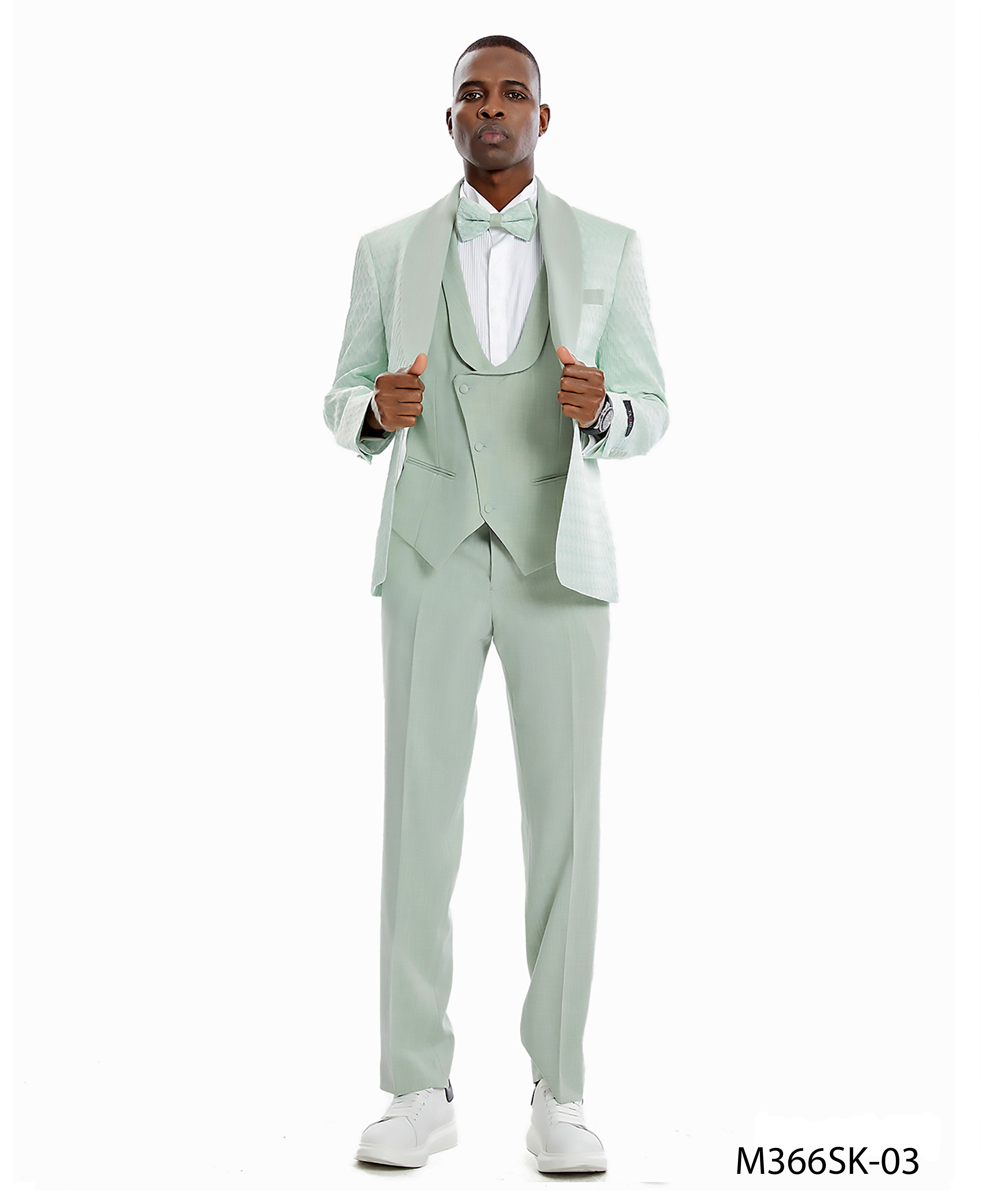 3PC Shawl Collar HoneyComb Suit Set