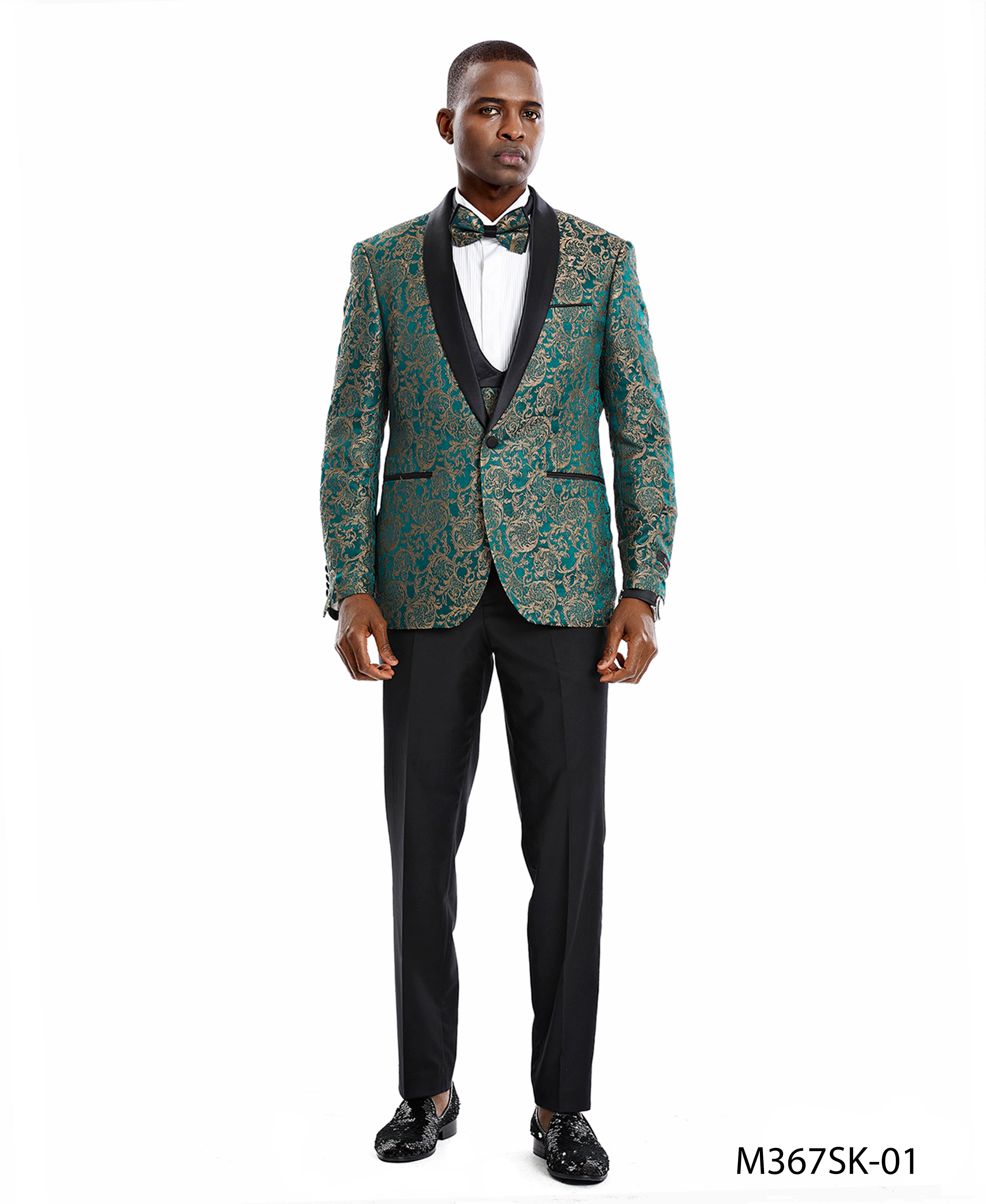 3 PC Paisley Set with Satin Collar