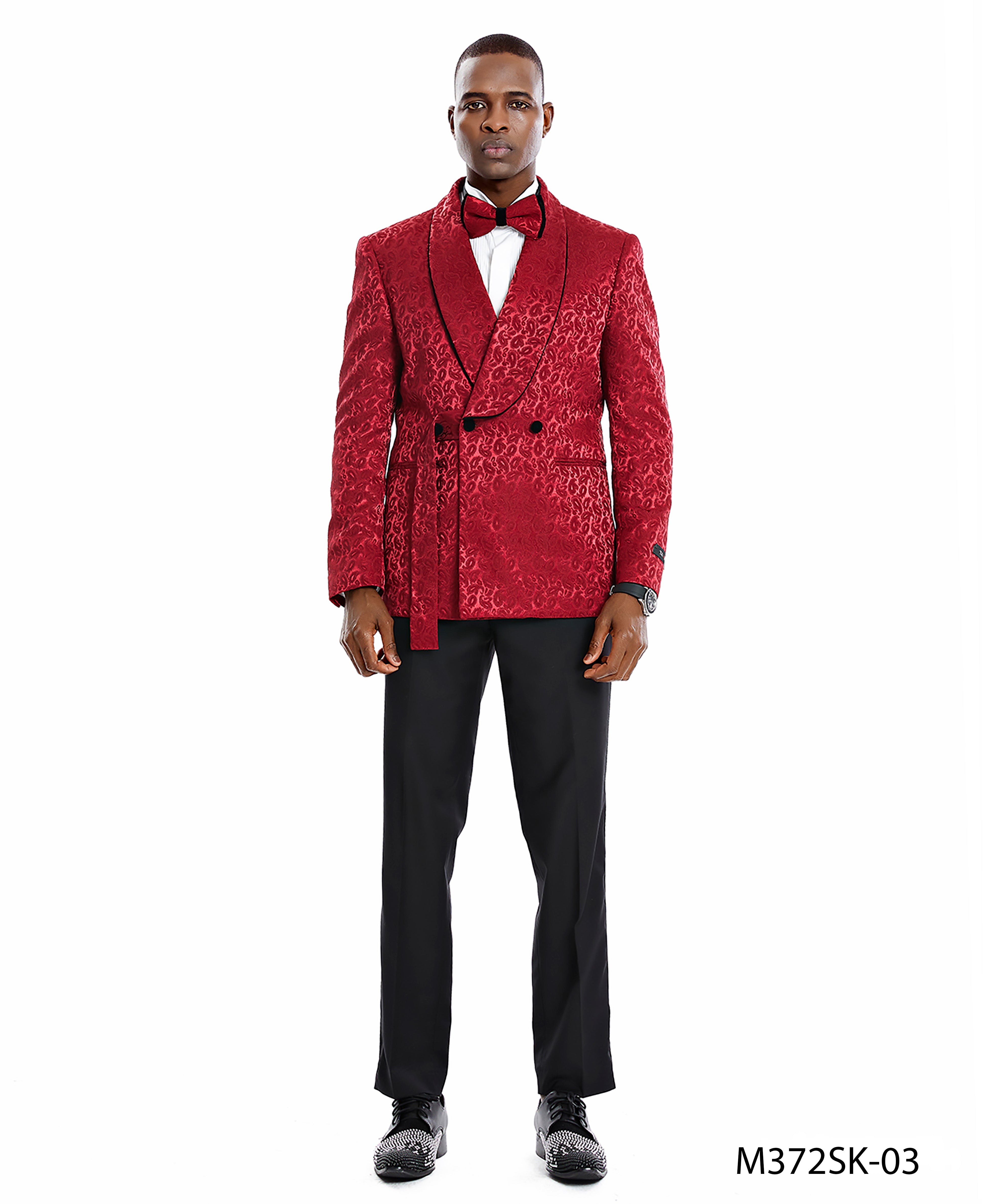 2PC Paisley Shawl Collar Suit Set