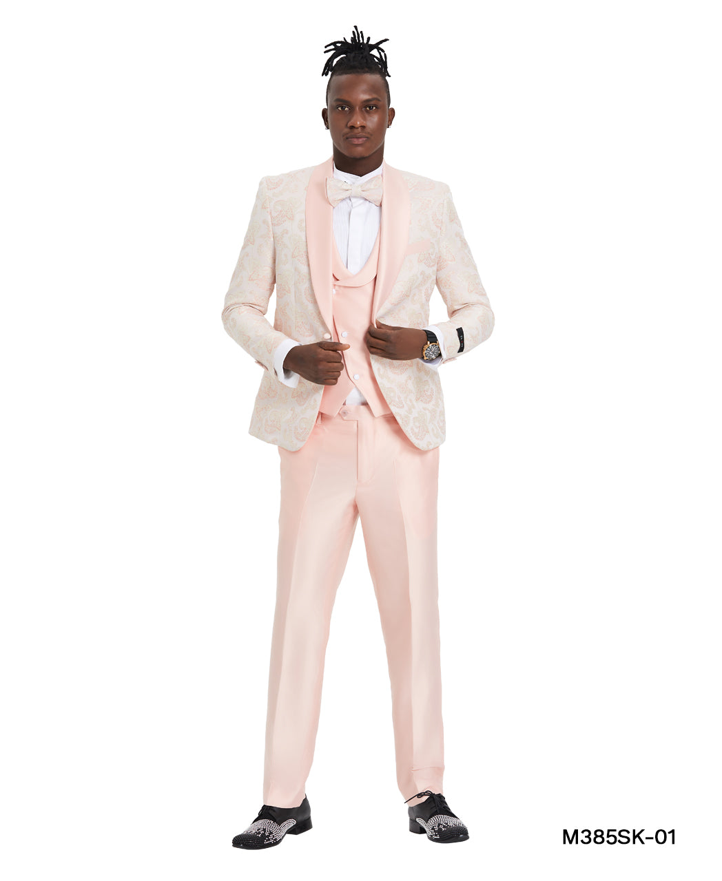 Shawl Collar Paisley Suit Set