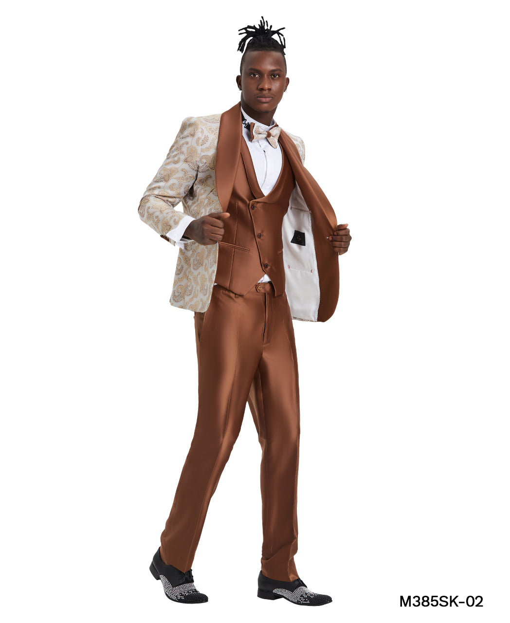 Shawl Collar Paisley Suit Set