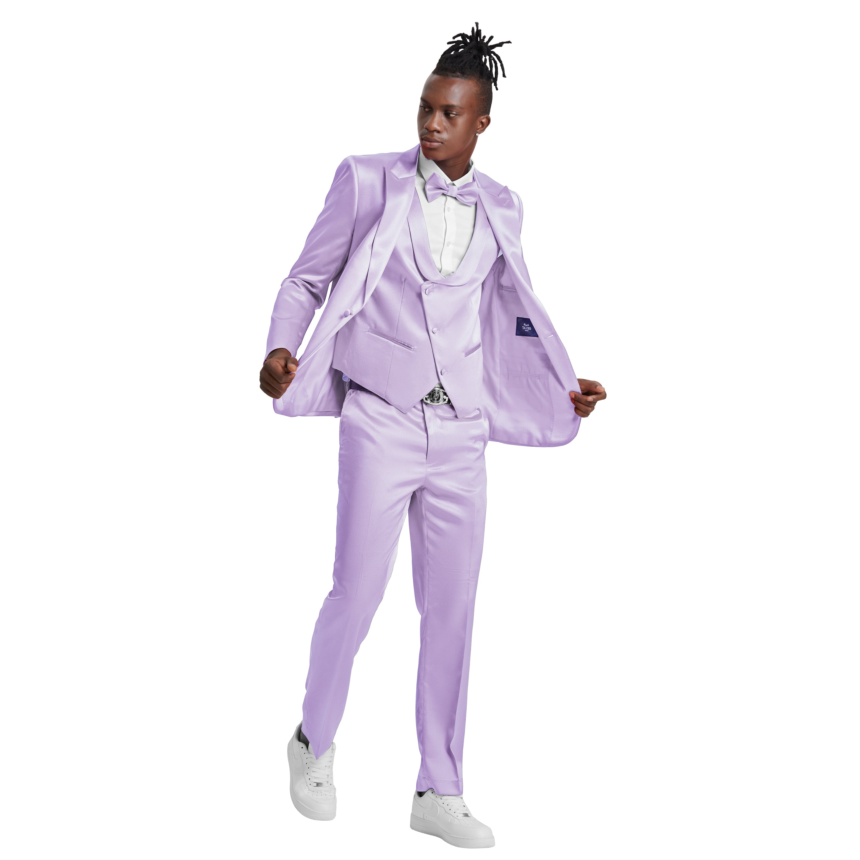 Solid Shiny U-Shape Vest Suit Set