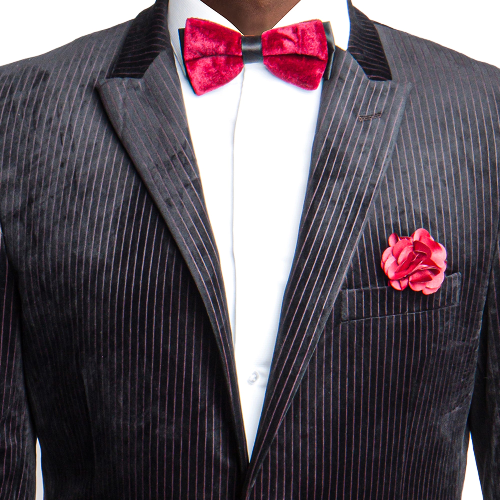 Empire™ (TV Series) Velvet Blazer w/ Pink Pinstripes, Peak Lapel, Black
