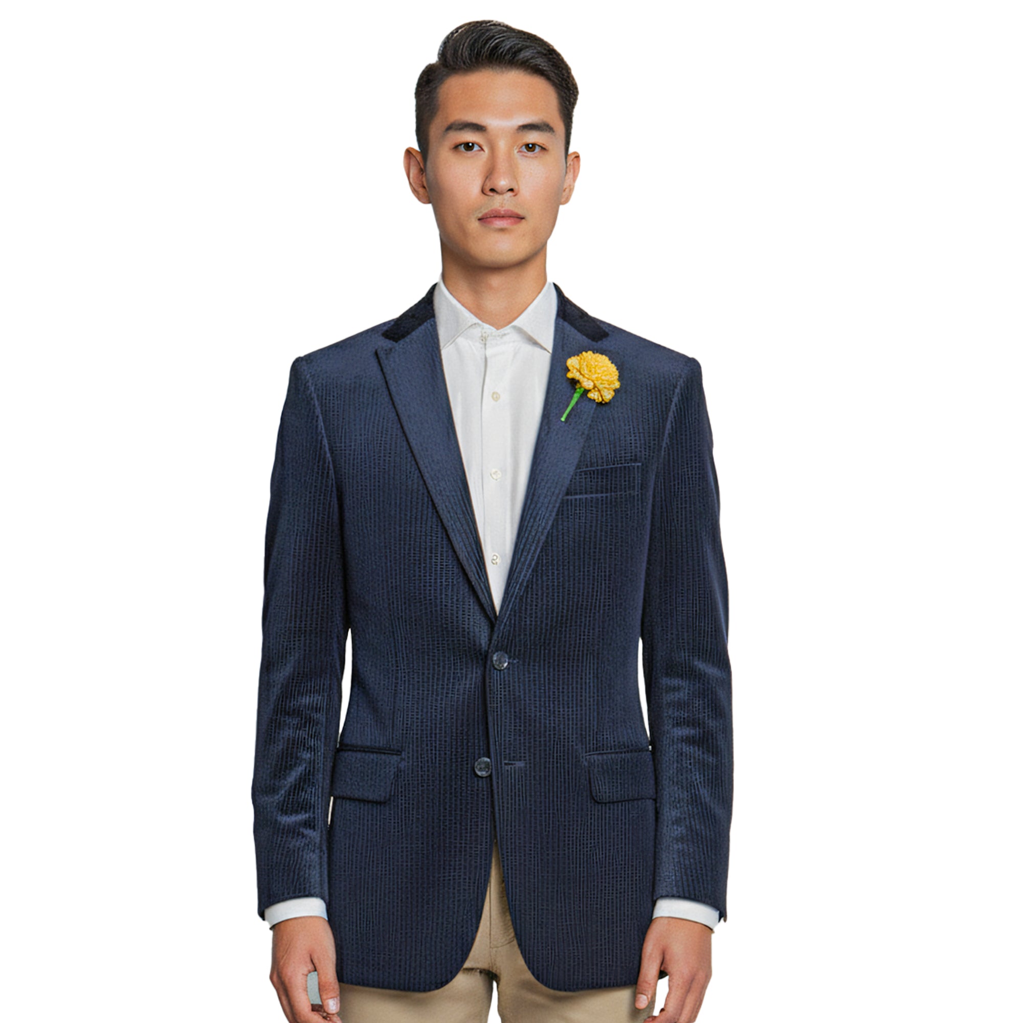 Empire™ (TV Series) Velvet Blazer w/ Blue Pinstripes, Peak Lapel, Navy