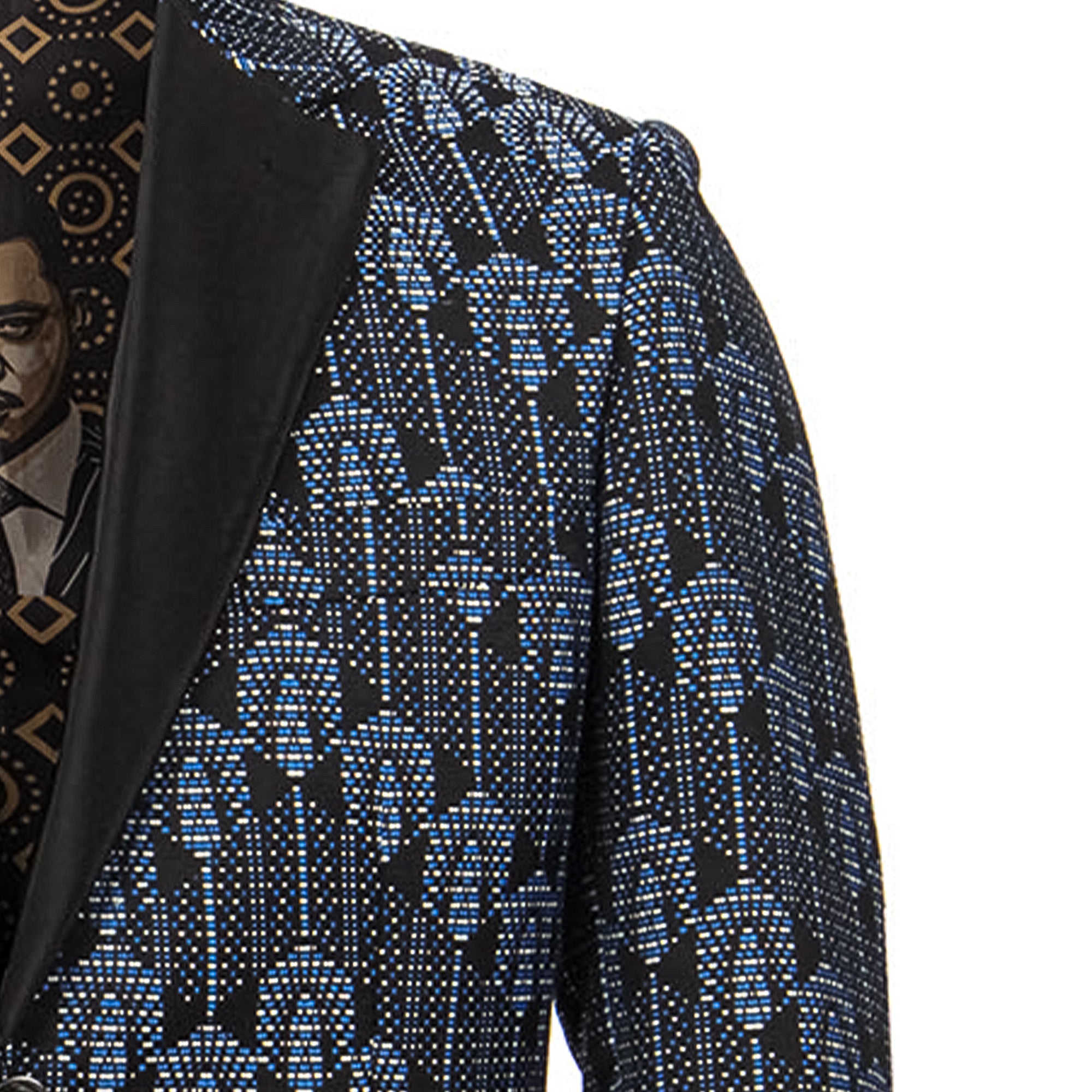 Azul / Negro Empire Show Blazers Chaquetas de traje de cena formal para hombres ME225-01